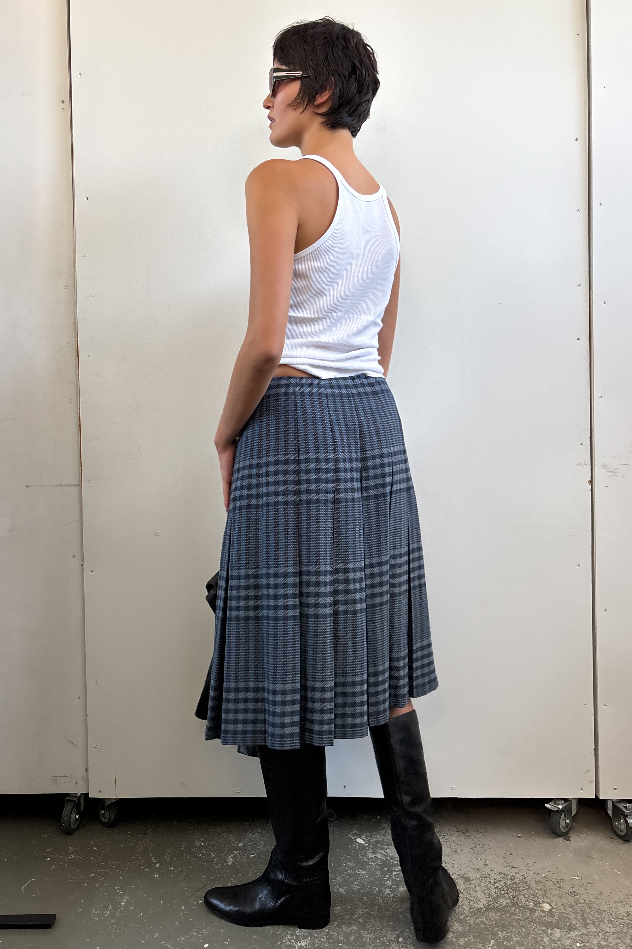 FLETCHER JONES PLEATED TARTAN SKIRT