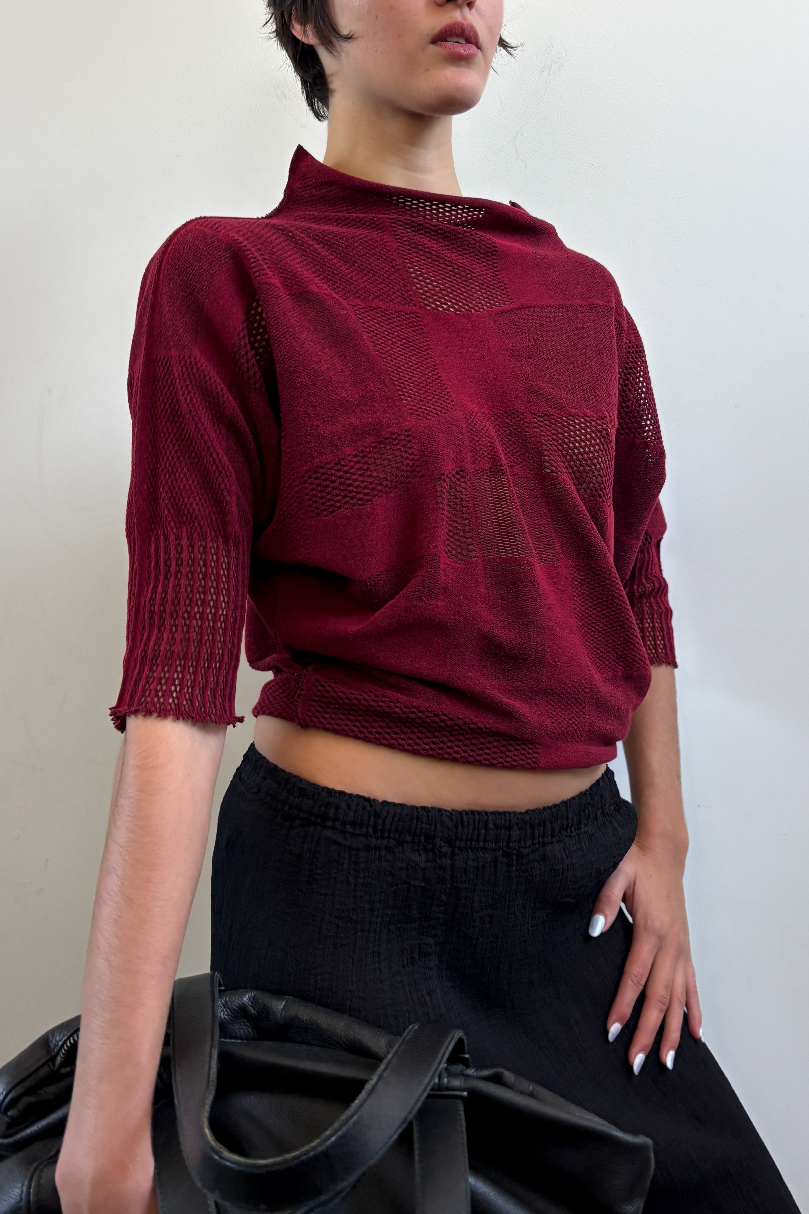 ISSEY MIYAKE FETE HIGH NECK MESH PANEL TOP