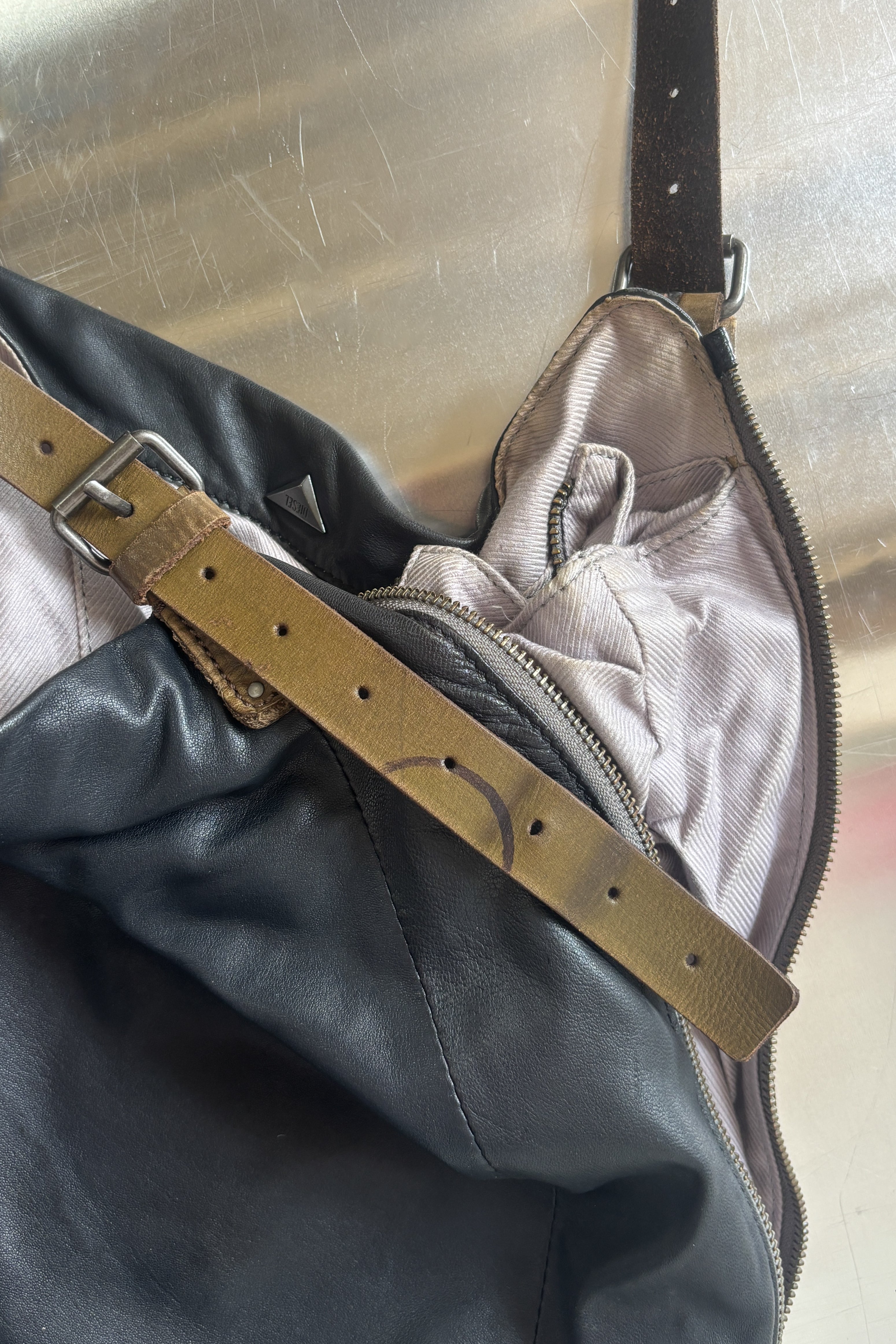 DIESEL LEATHER SHOULDER BAG