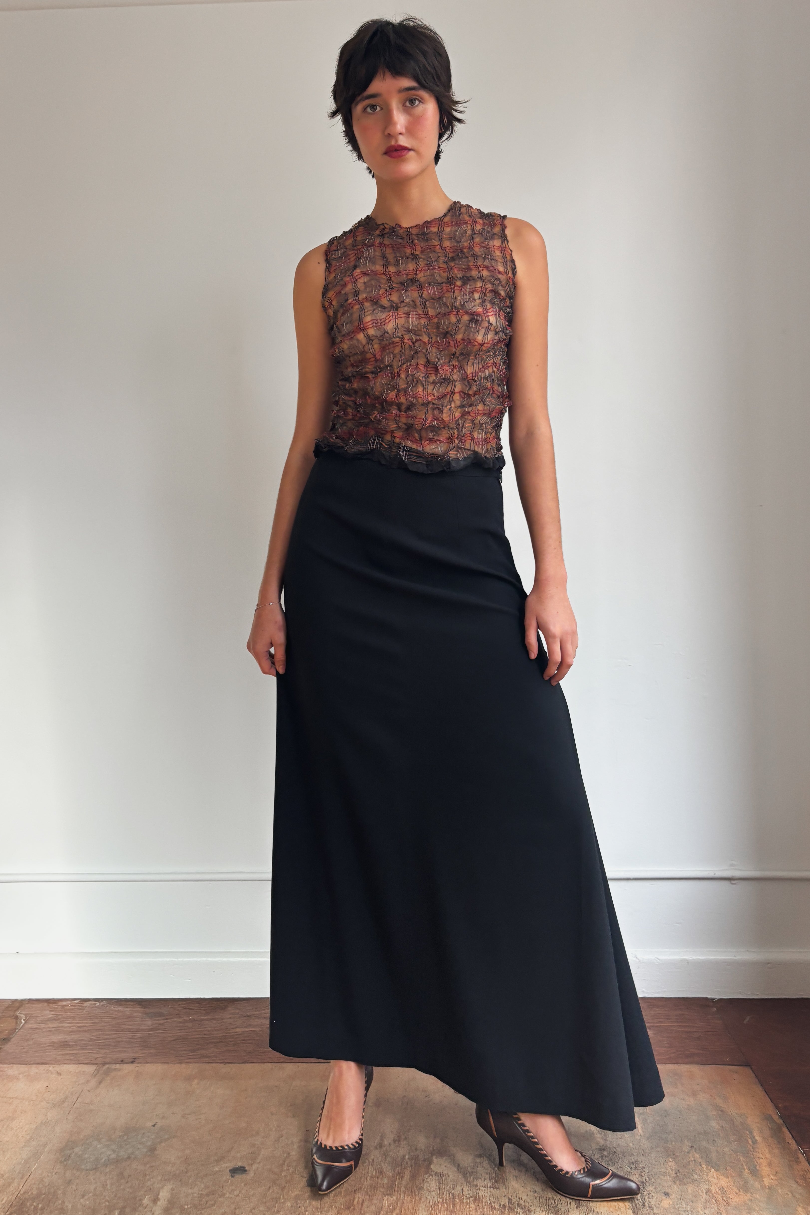 ISSEY MIYAKE SHEER TARTAN TOP