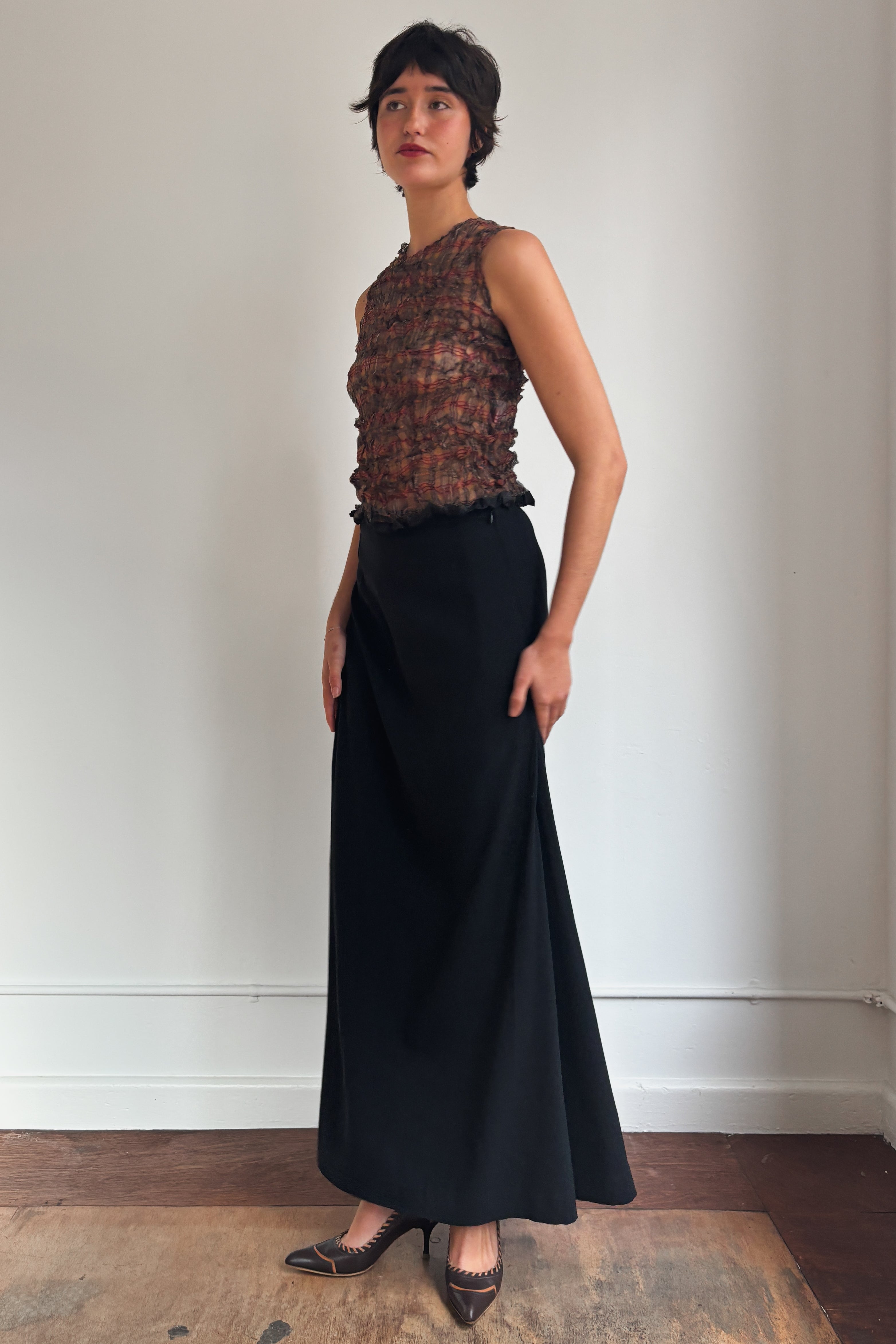 DSQUARED MAXI SKIRT WITH SIDE PLEAT DETAIL