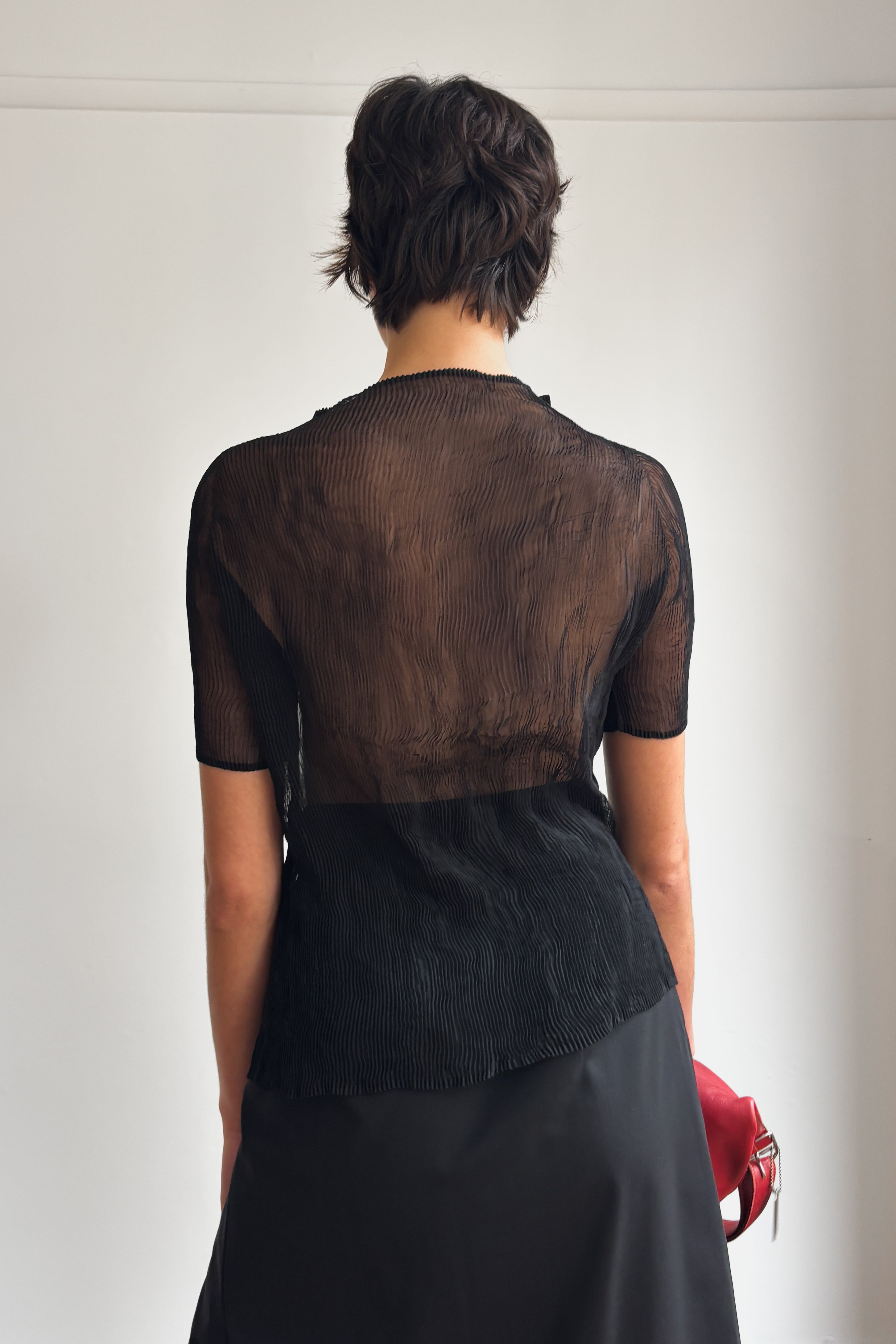 ISSEY MIYAKE PLEATED SHEER TOP