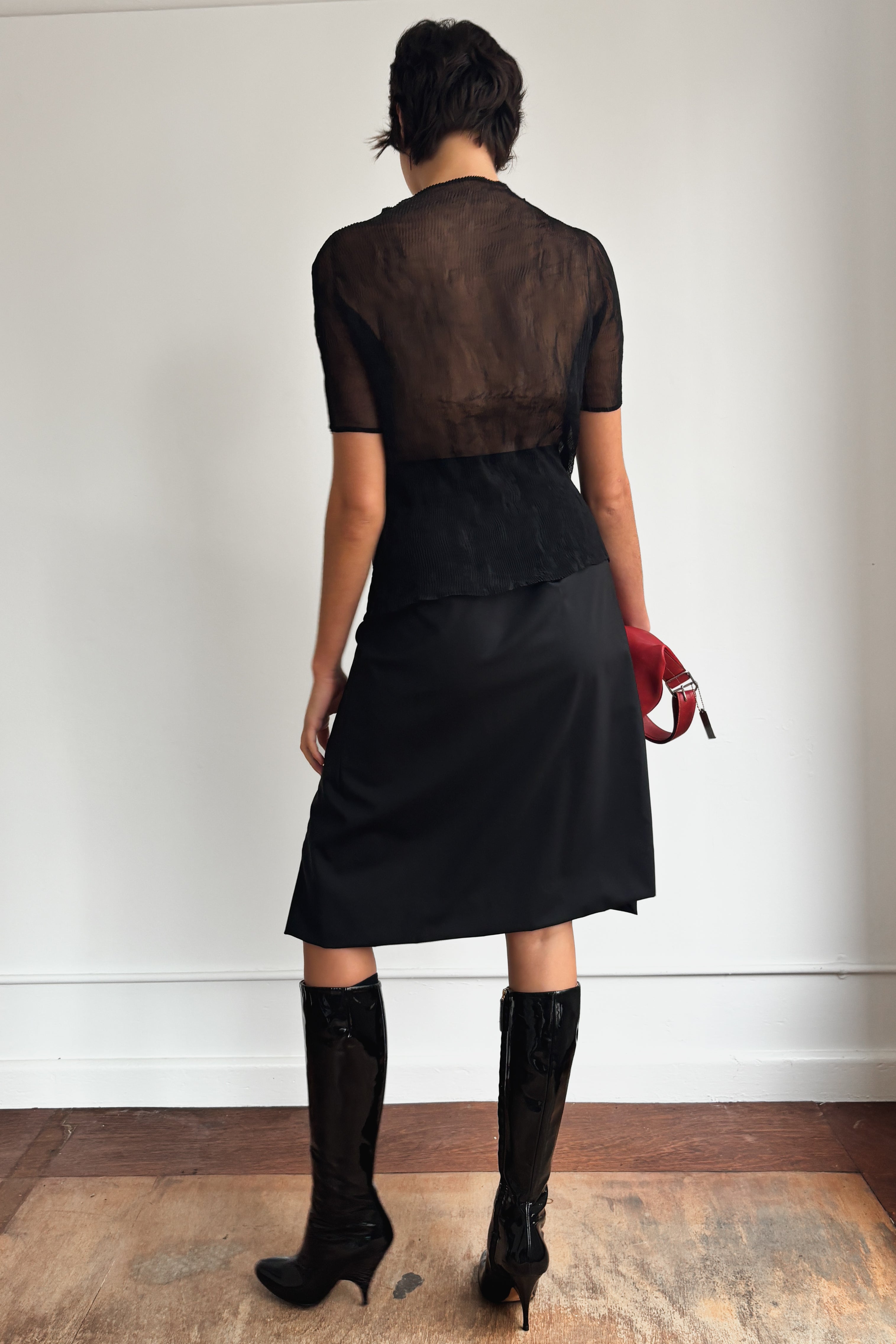 ISSEY MIYAKE PLEATED SHEER TOP