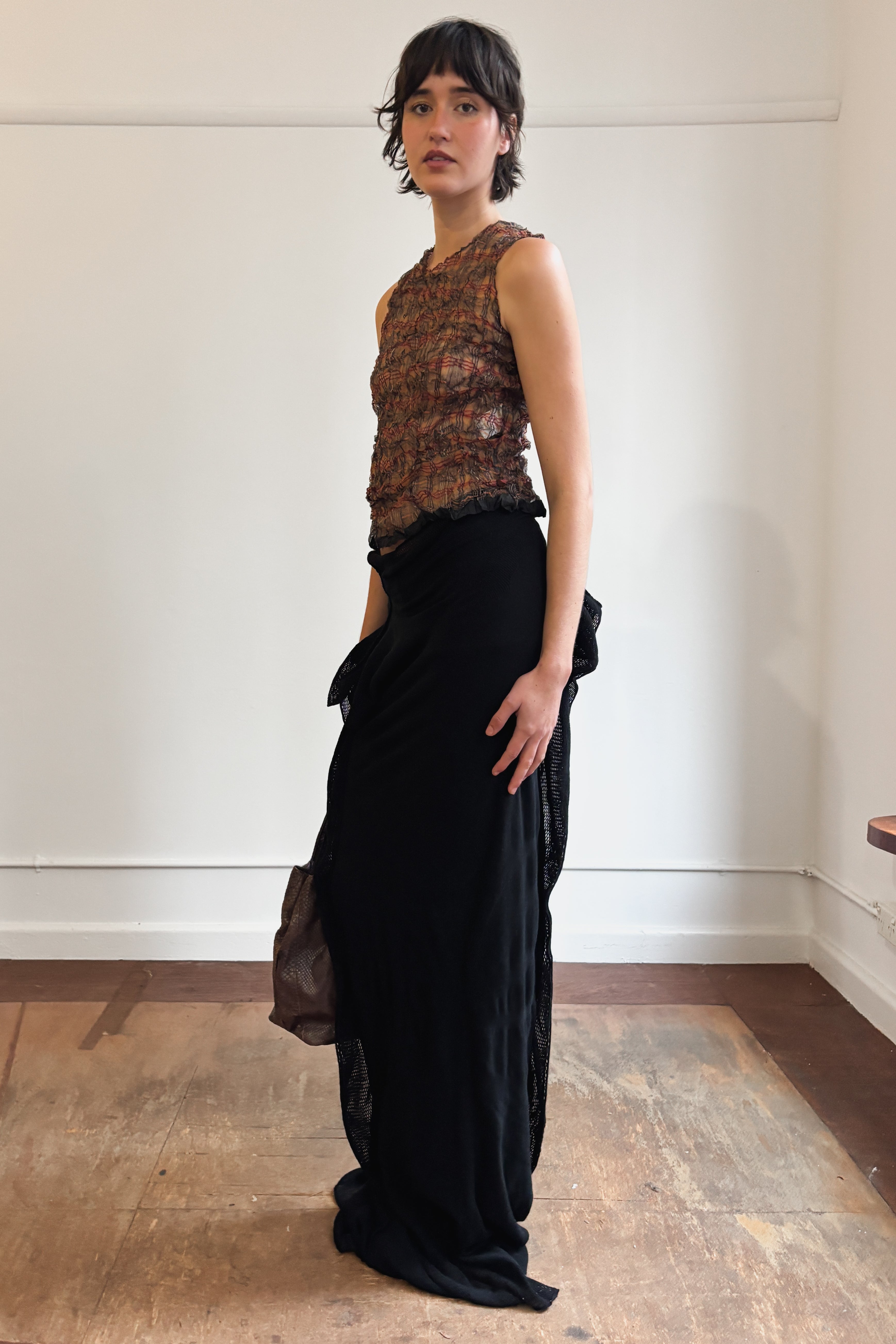ISSEY MIYAKE SHEER TARTAN TOP