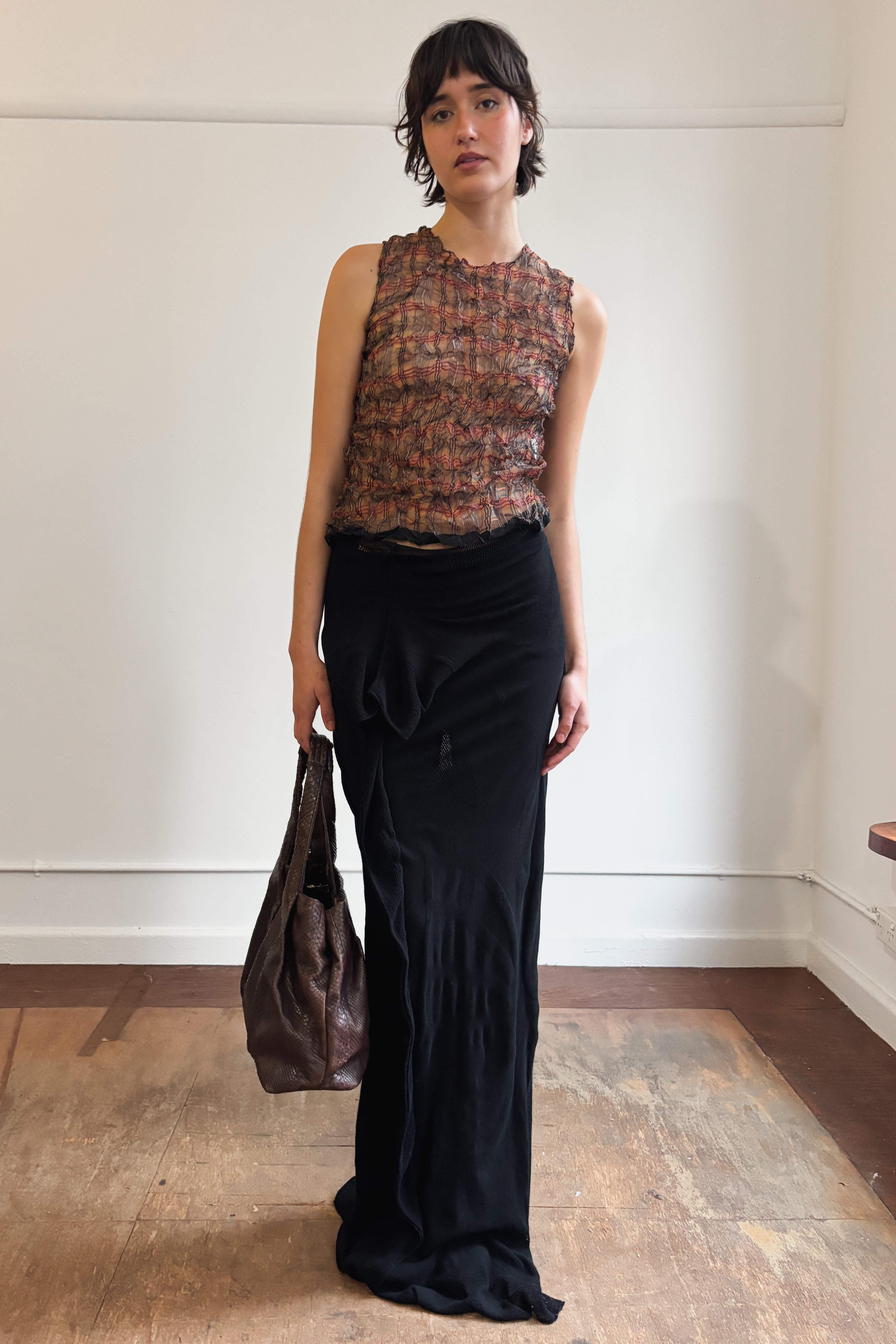 ISSEY MIYAKE SHEER TARTAN TOP