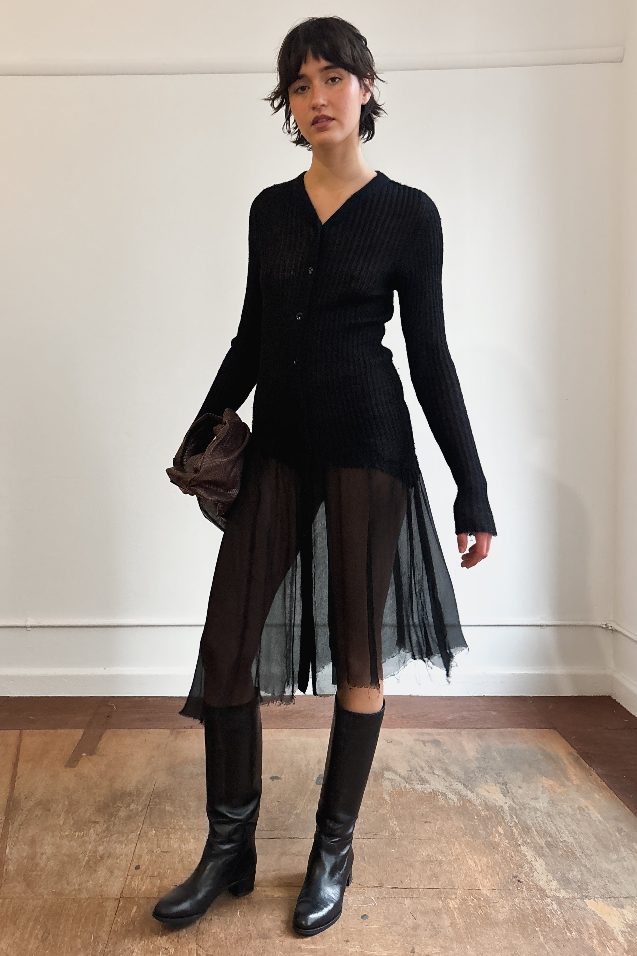 JEAN PAUL GAULTIER RIBBED LONG SLEEVE DRESS
