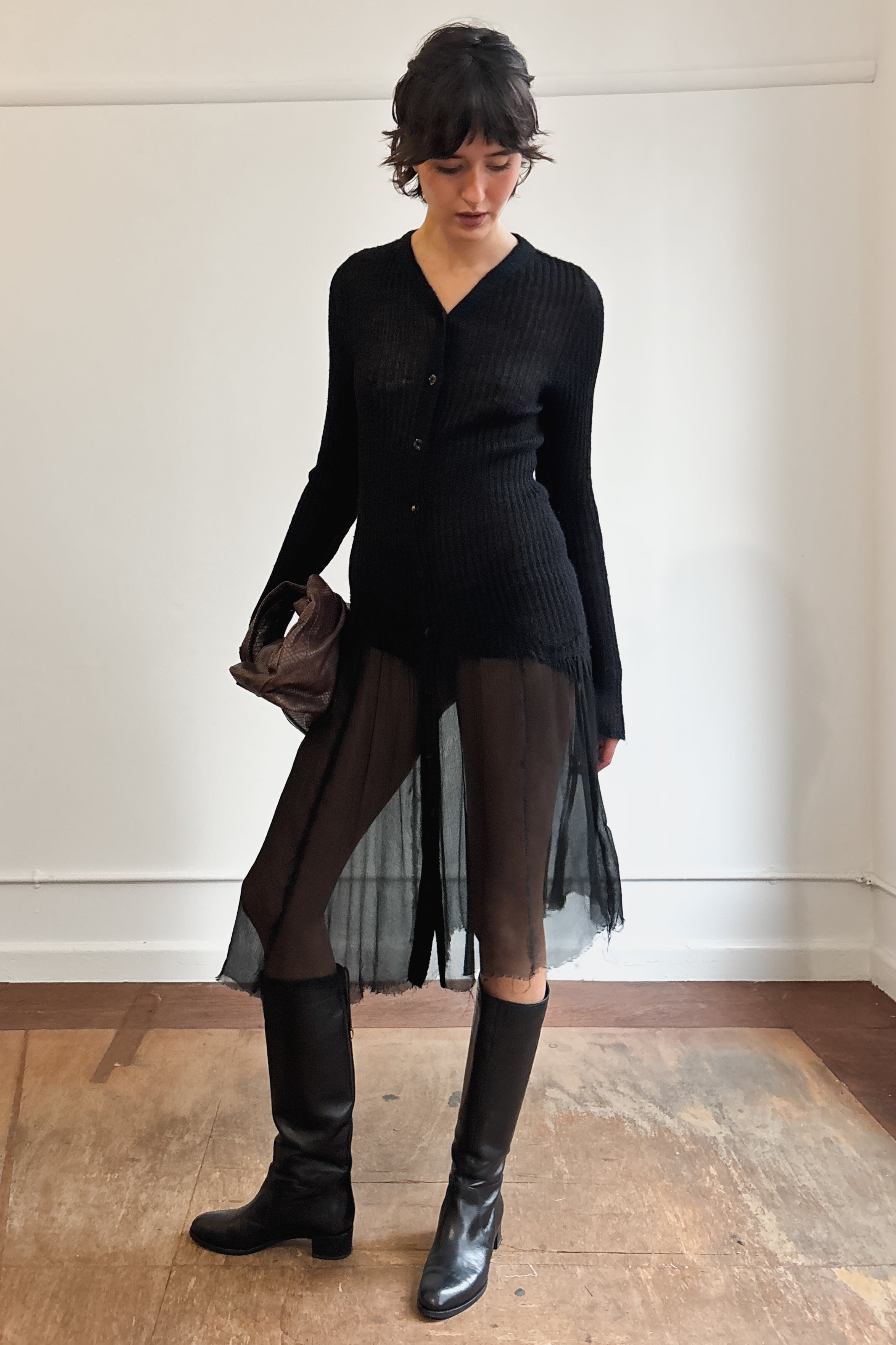 JEAN PAUL GAULTIER RIBBED LONG SLEEVE DRESS