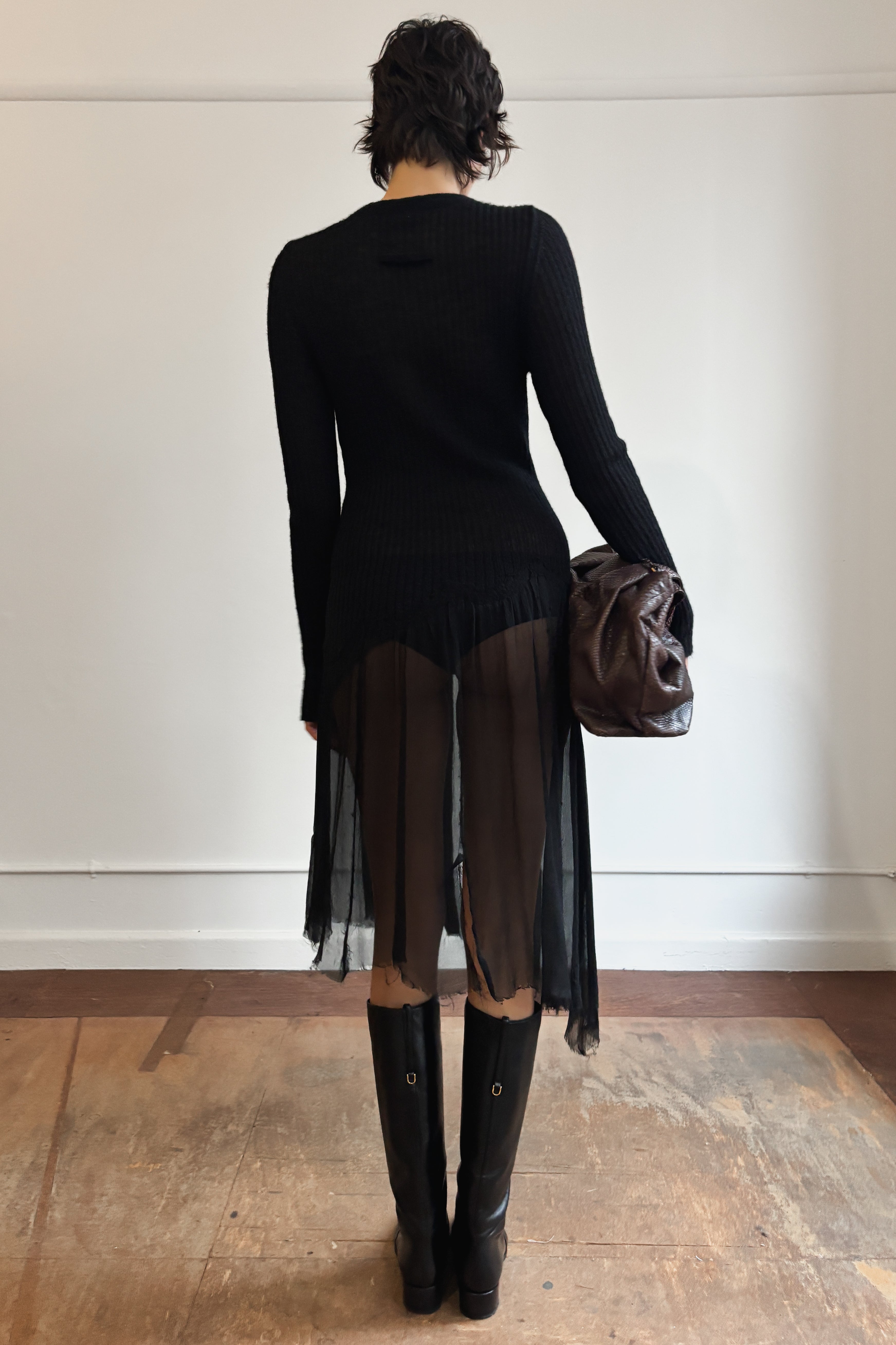 JEAN PAUL GAULTIER RIBBED LONG SLEEVE DRESS