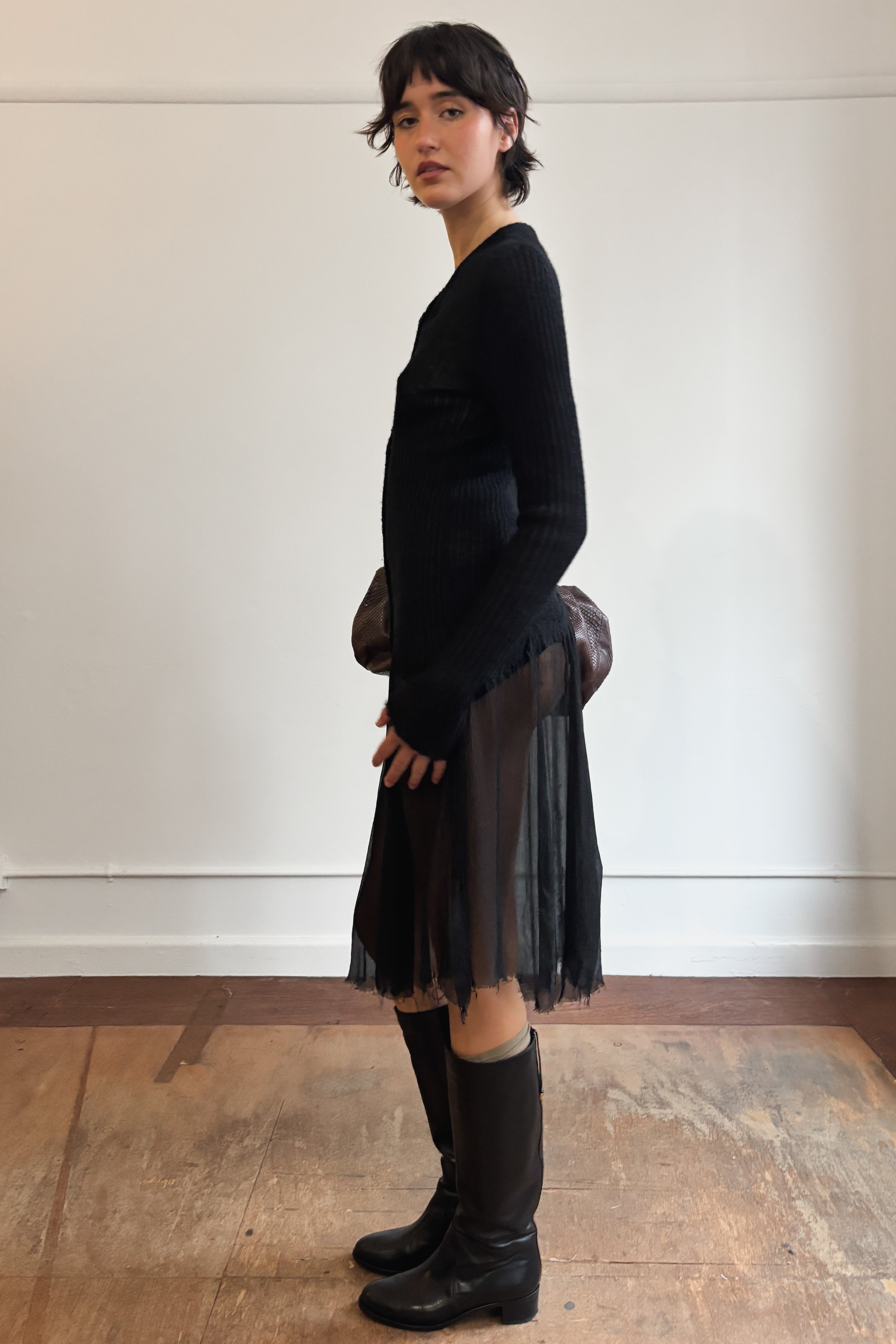 JEAN PAUL GAULTIER RIBBED LONG SLEEVE DRESS