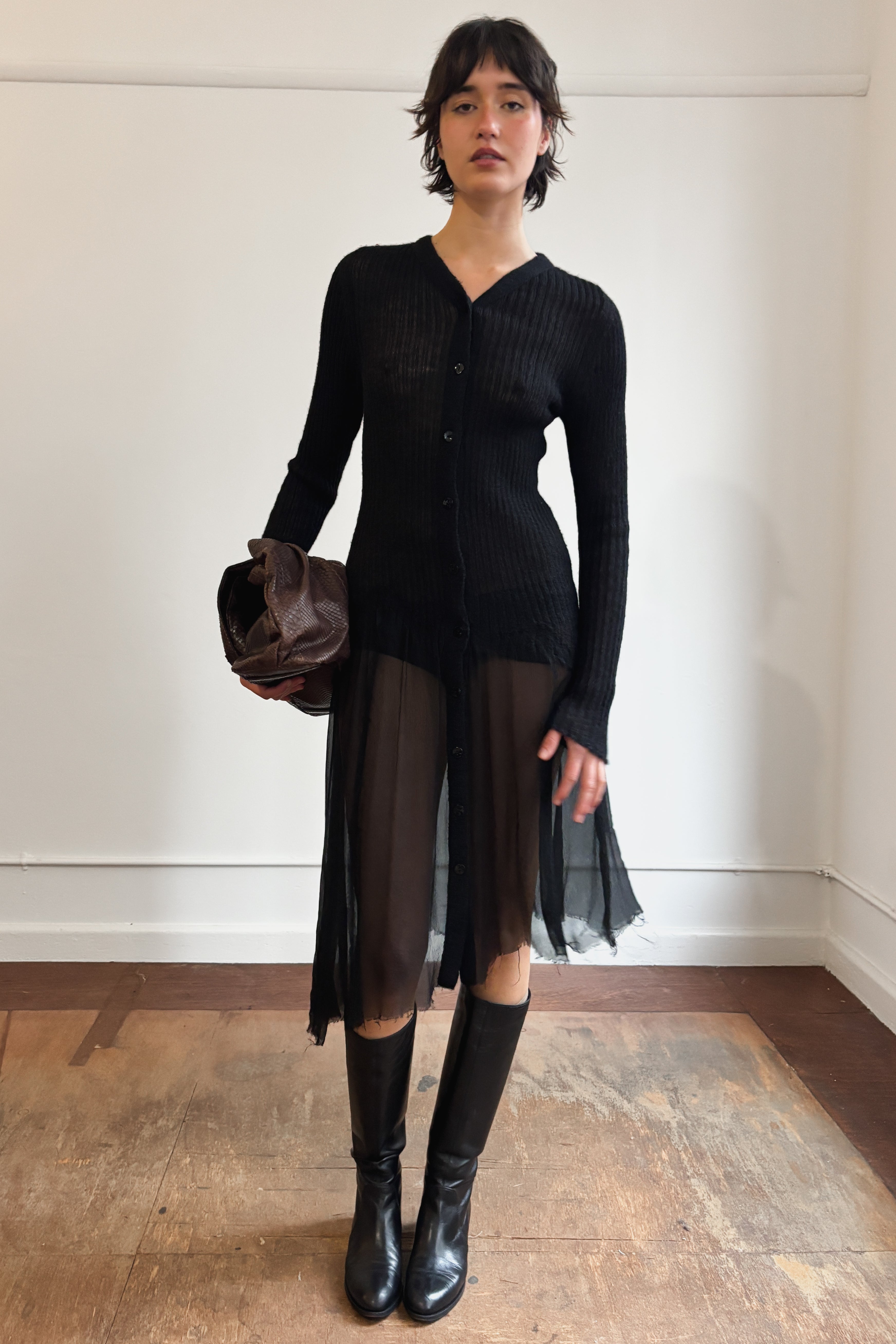 JEAN PAUL GAULTIER RIBBED LONG SLEEVE DRESS