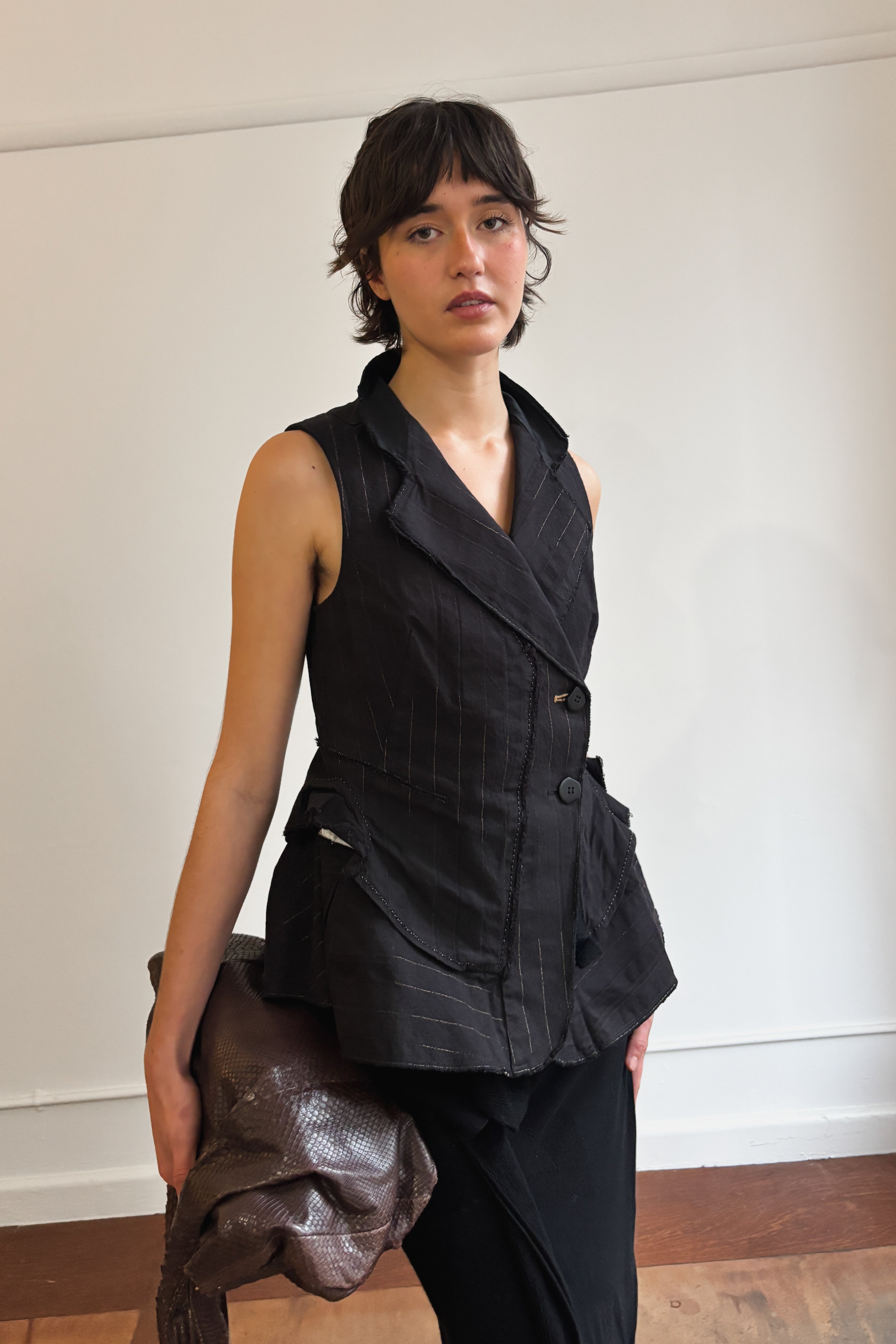 MARITHE FRANCOIS GIRBAUD PINSTRIPE TAILORED VEST