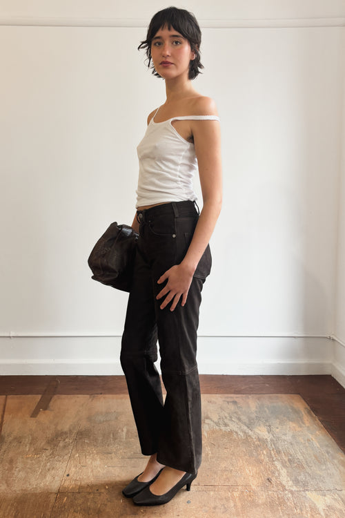 ARMANI JEANS BROWN LEATHER PANTS