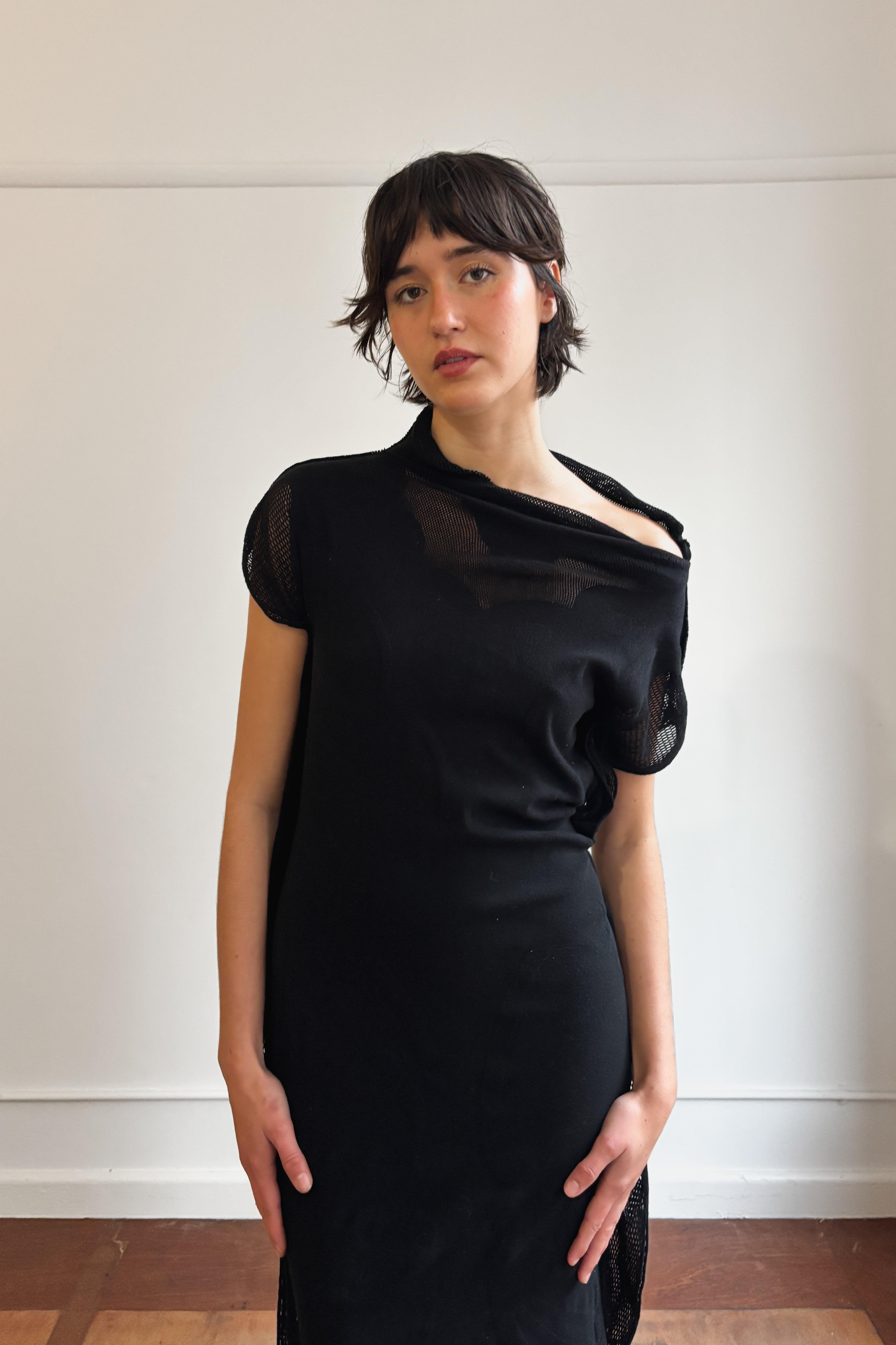 ISSEY MIYAKE FETE PANELLED MESH DRESS