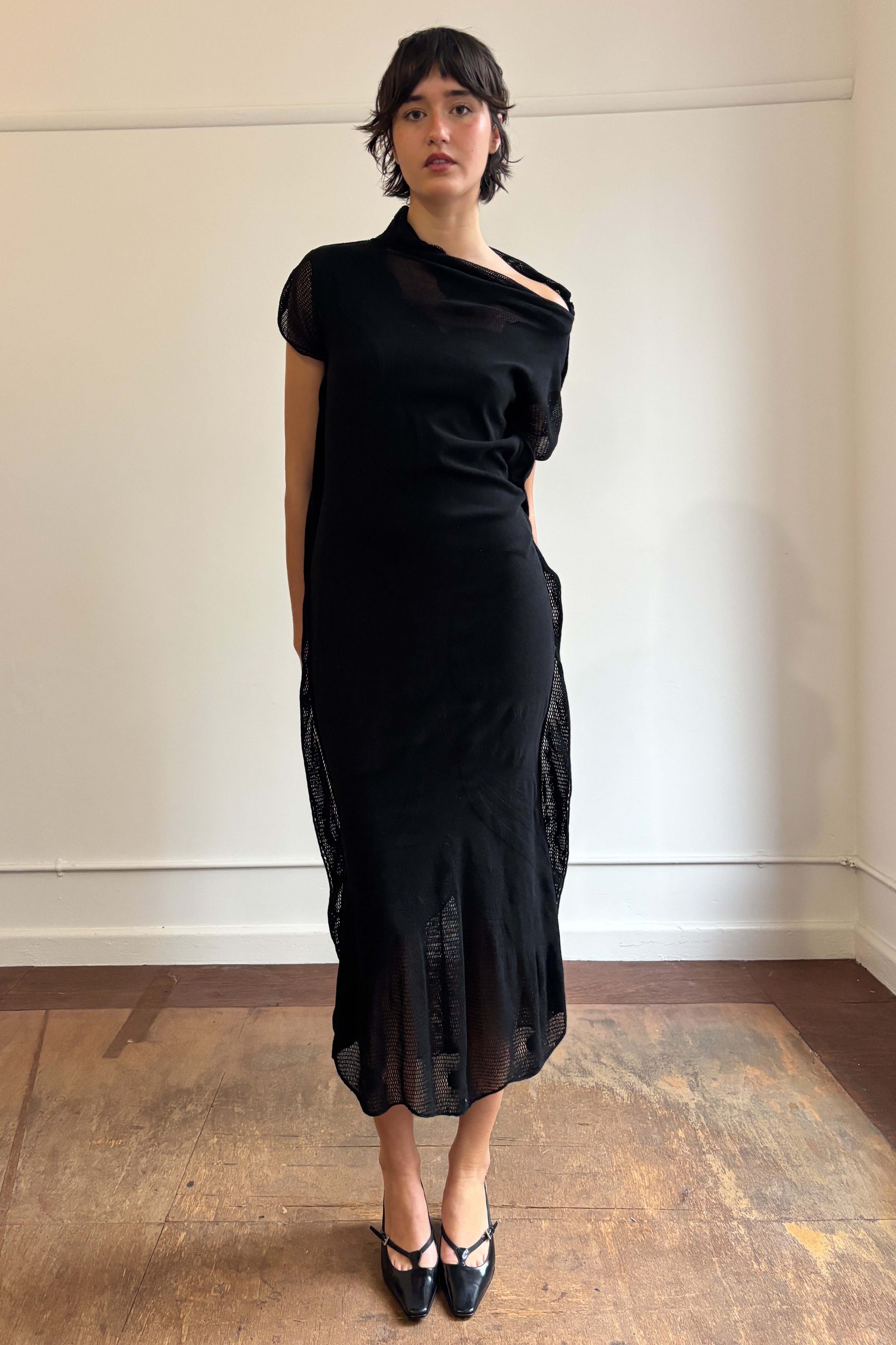 ISSEY MIYAKE FETE PANELLED MESH DRESS