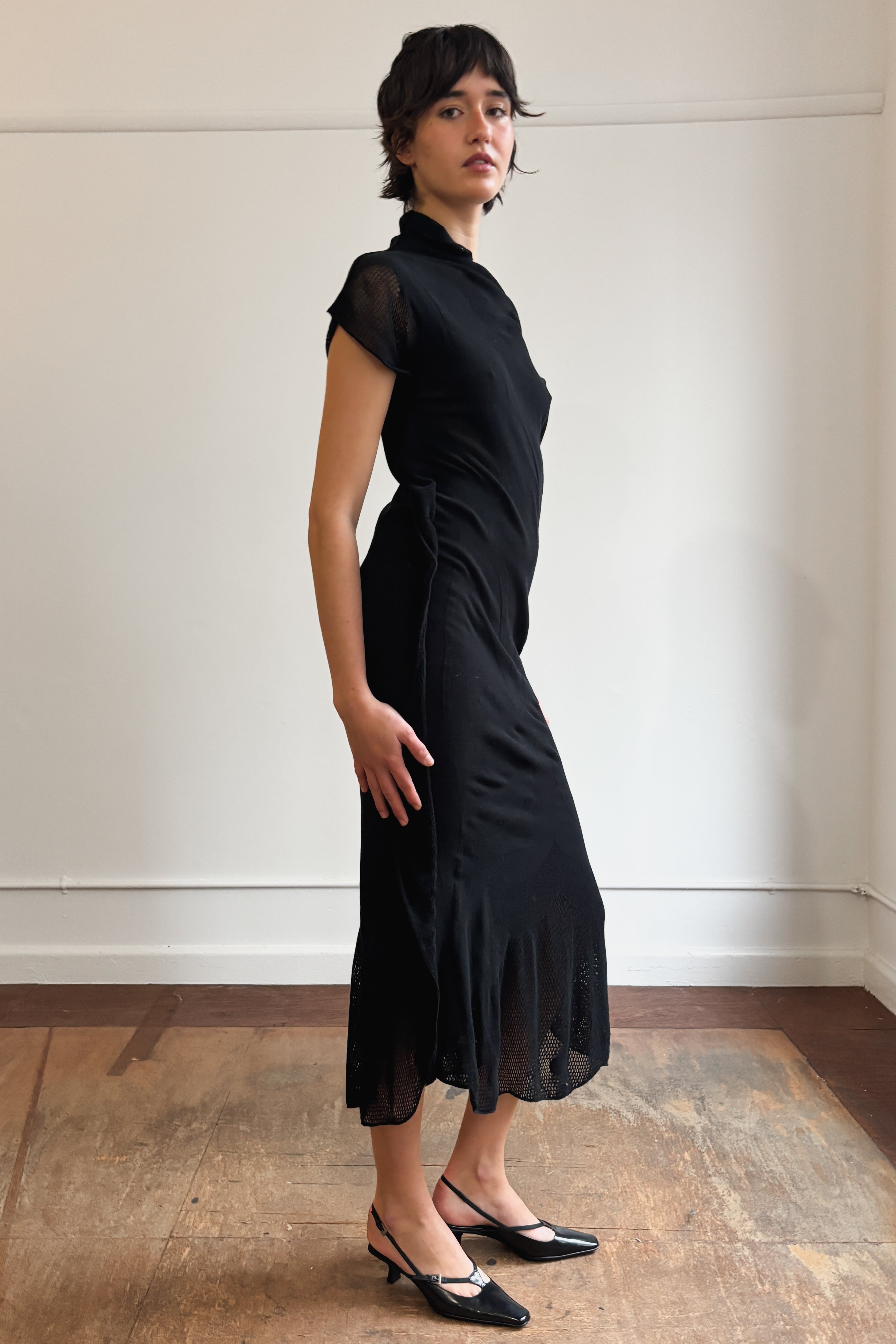 ISSEY MIYAKE FETE PANELLED MESH DRESS