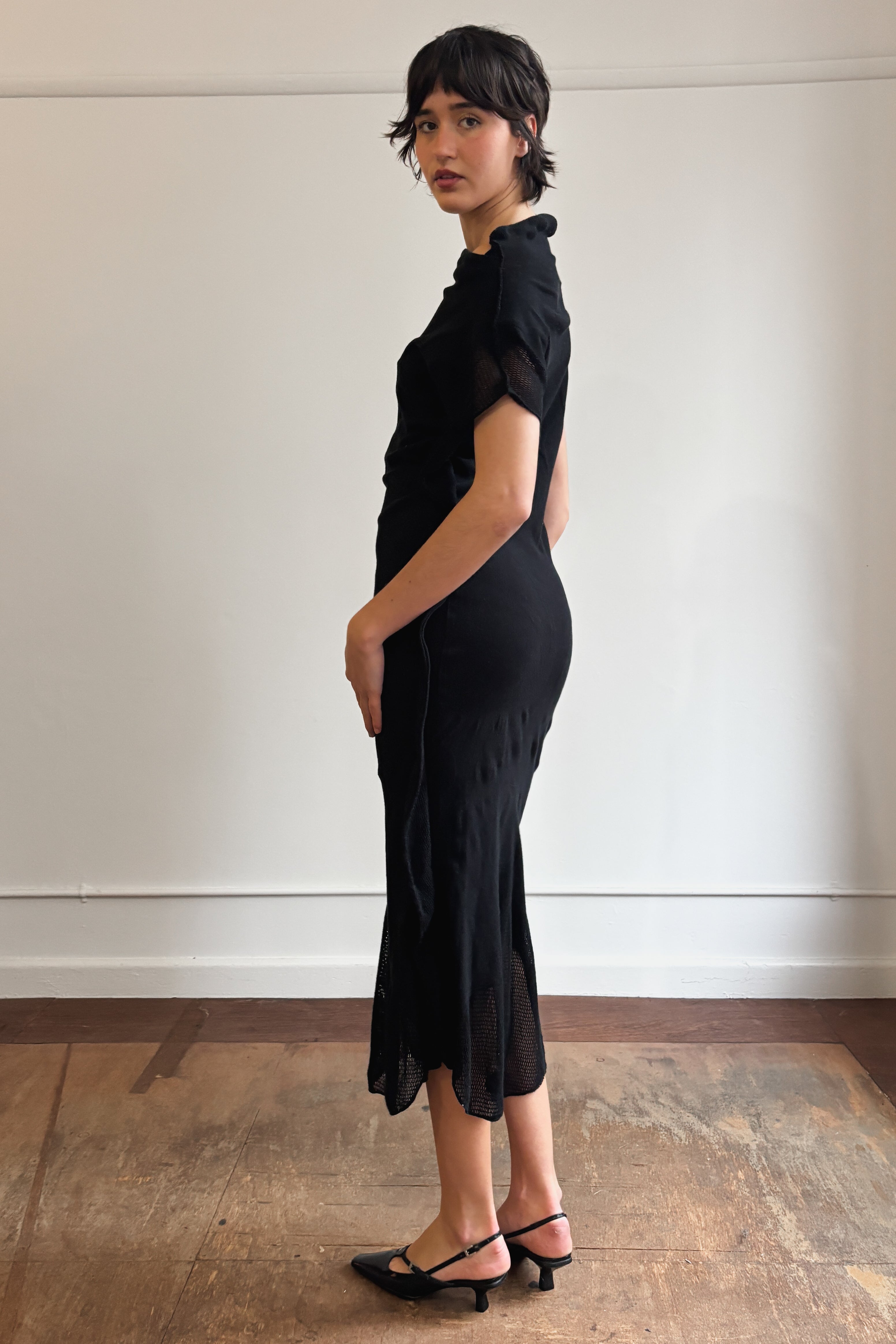 ISSEY MIYAKE FETE PANELLED MESH DRESS