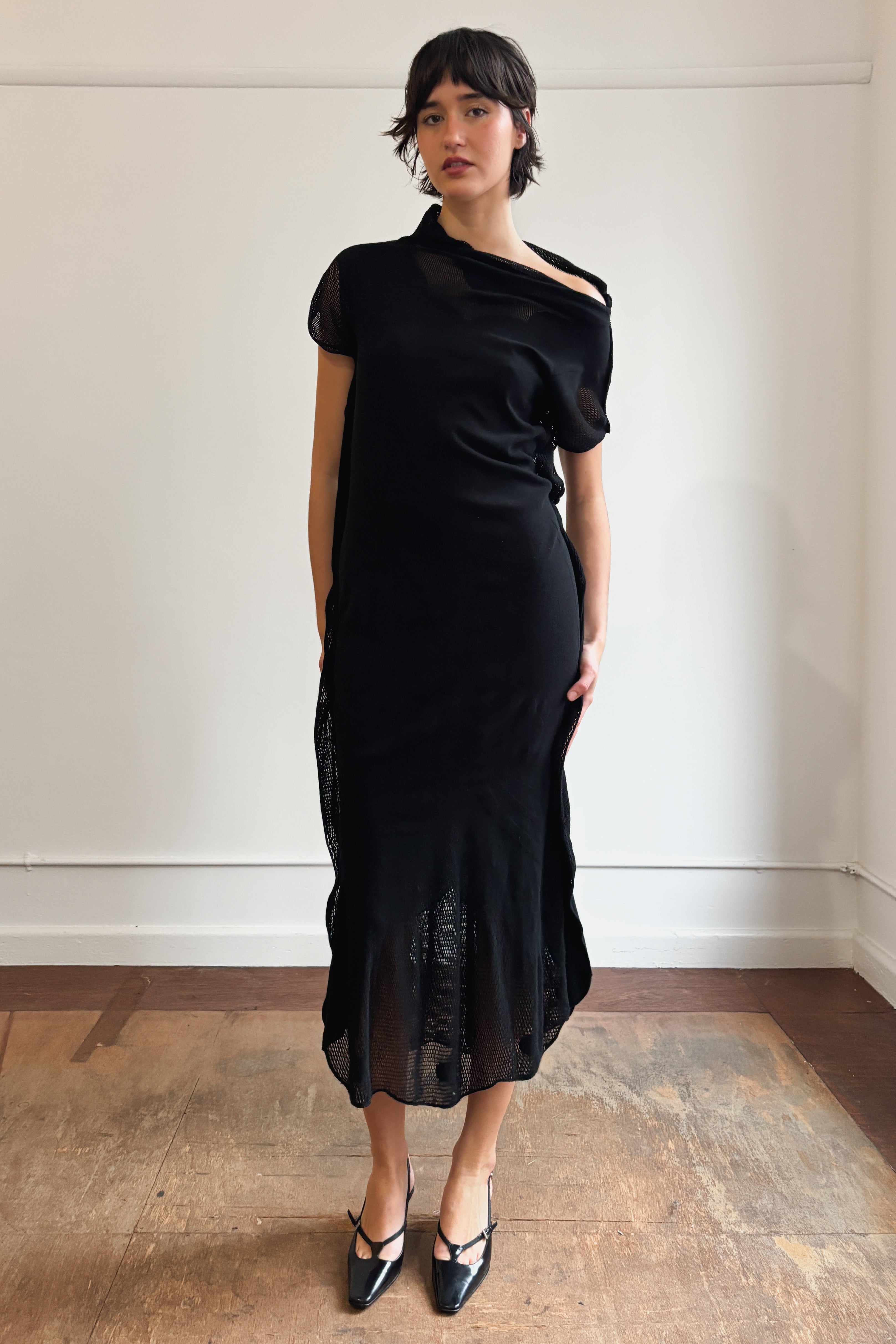ISSEY MIYAKE FETE PANELLED MESH DRESS