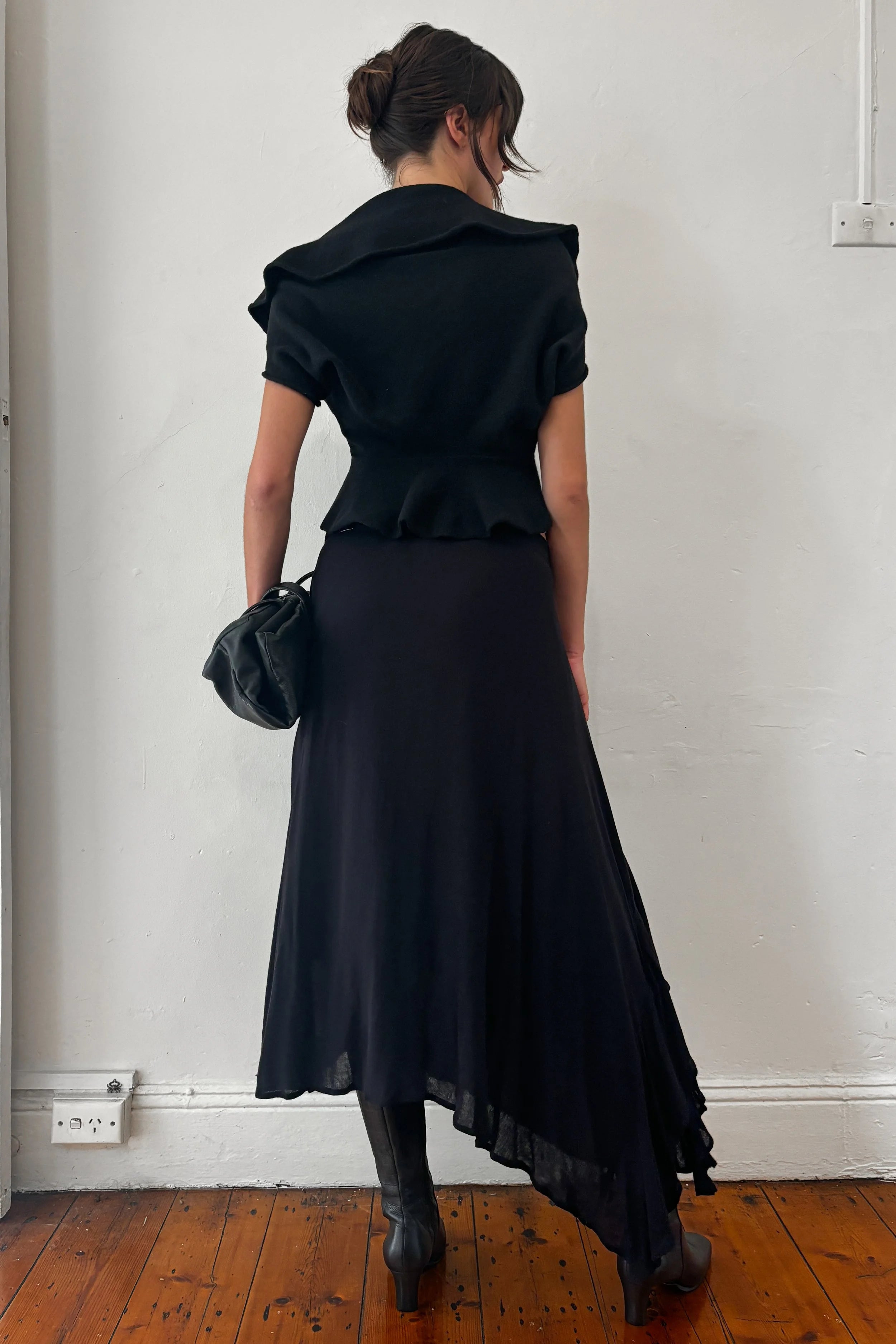 YOHJI YAMAMOTO ASYMMETRICAL MIDI SKIRT