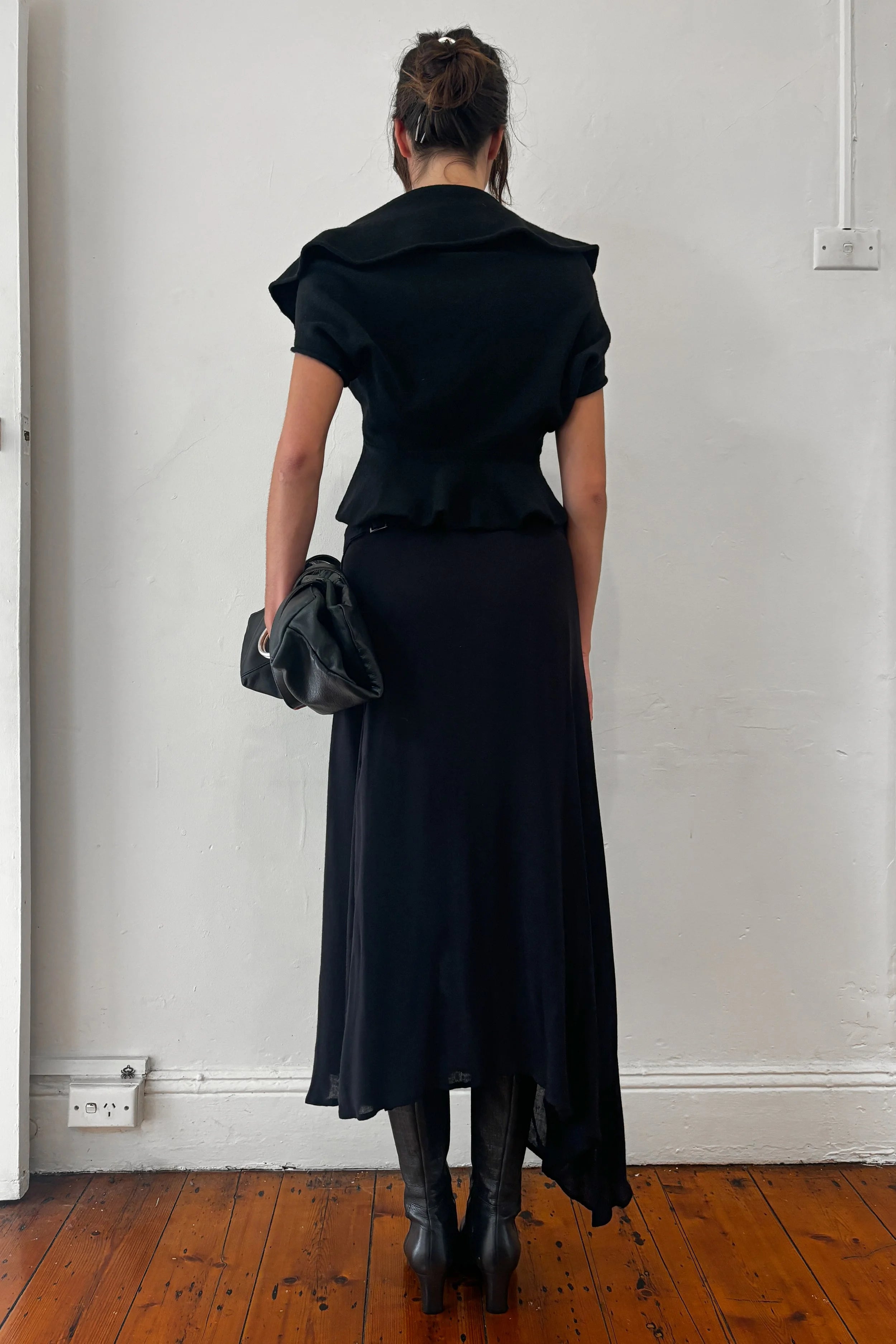 YOHJI YAMAMOTO ASYMMETRICAL MIDI SKIRT