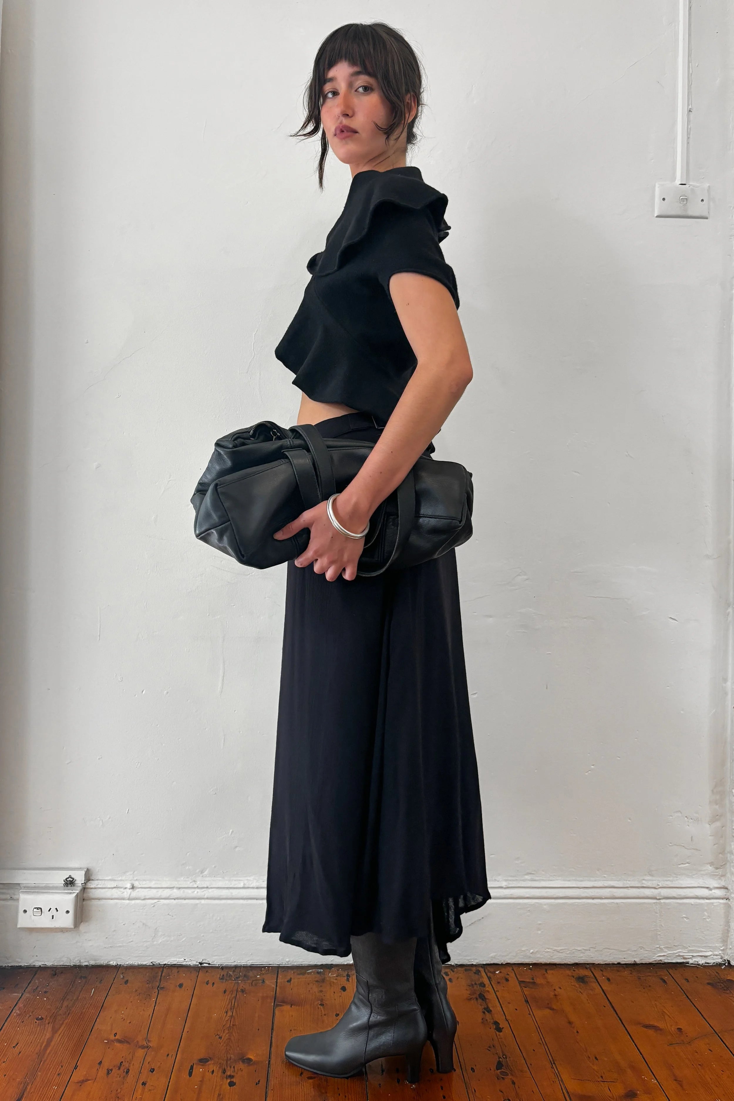 YOHJI YAMAMOTO ASYMMETRICAL MIDI SKIRT