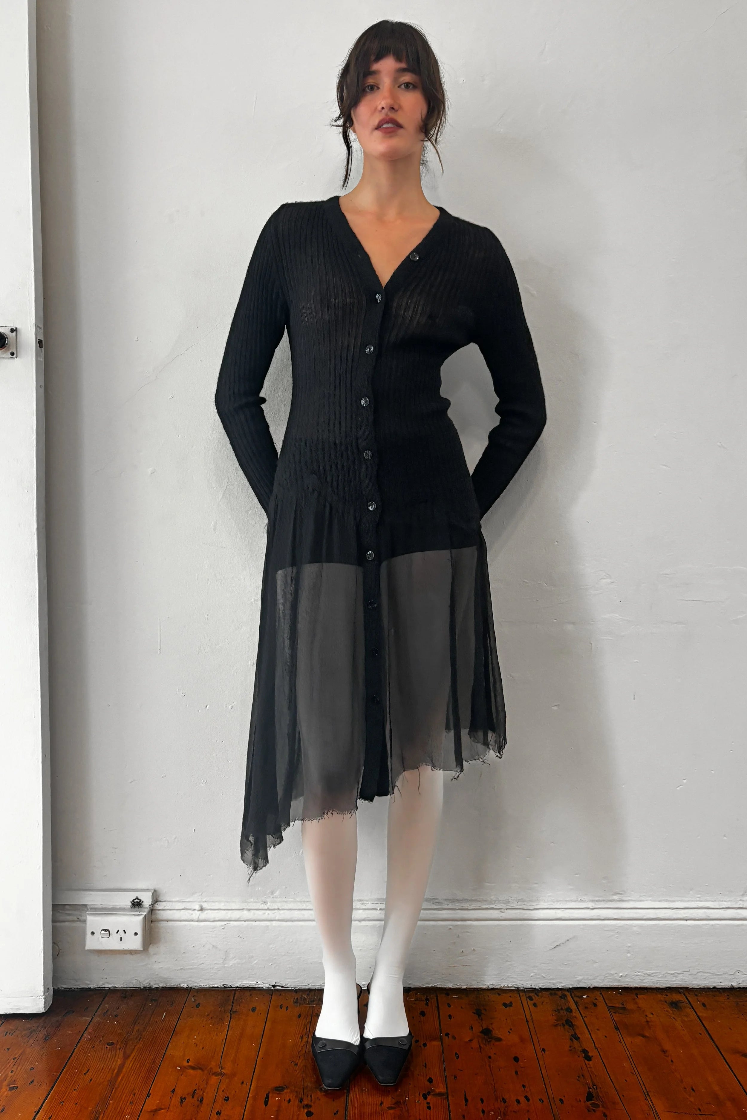 JEAN PAUL GAULTIER RIBBED LONG SLEEVE DRESS