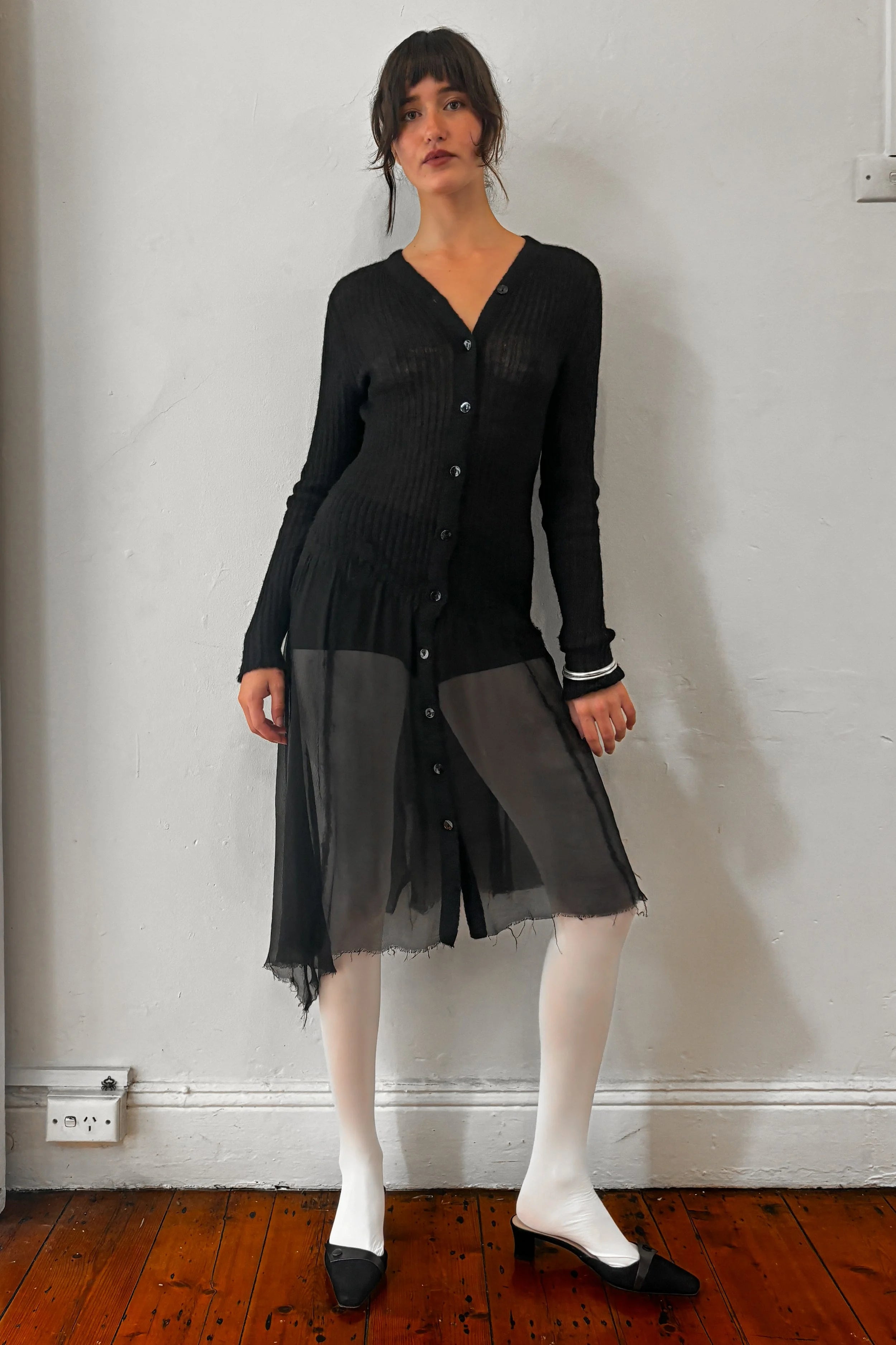JEAN PAUL GAULTIER RIBBED LONG SLEEVE DRESS