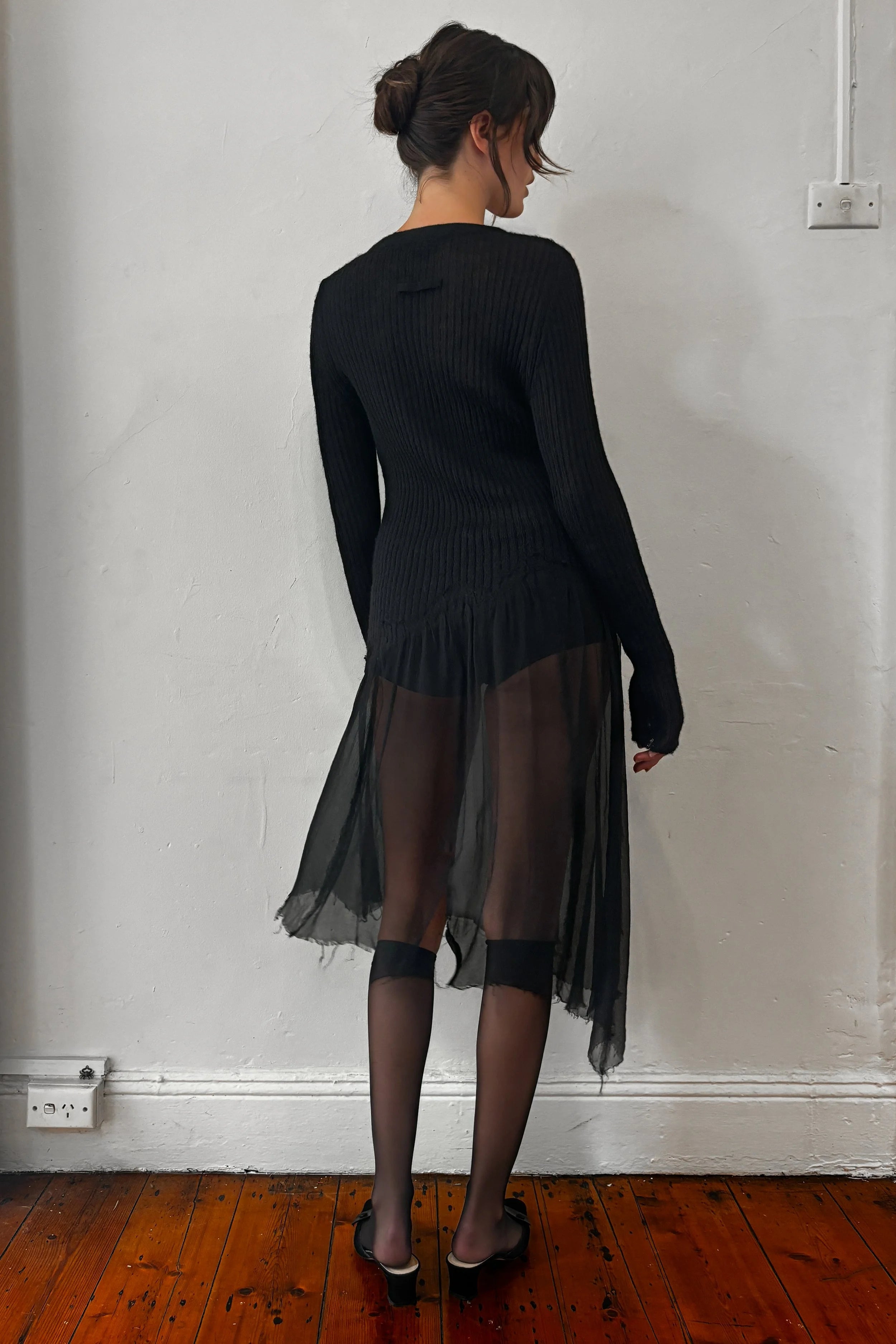 JEAN PAUL GAULTIER RIBBED LONG SLEEVE DRESS