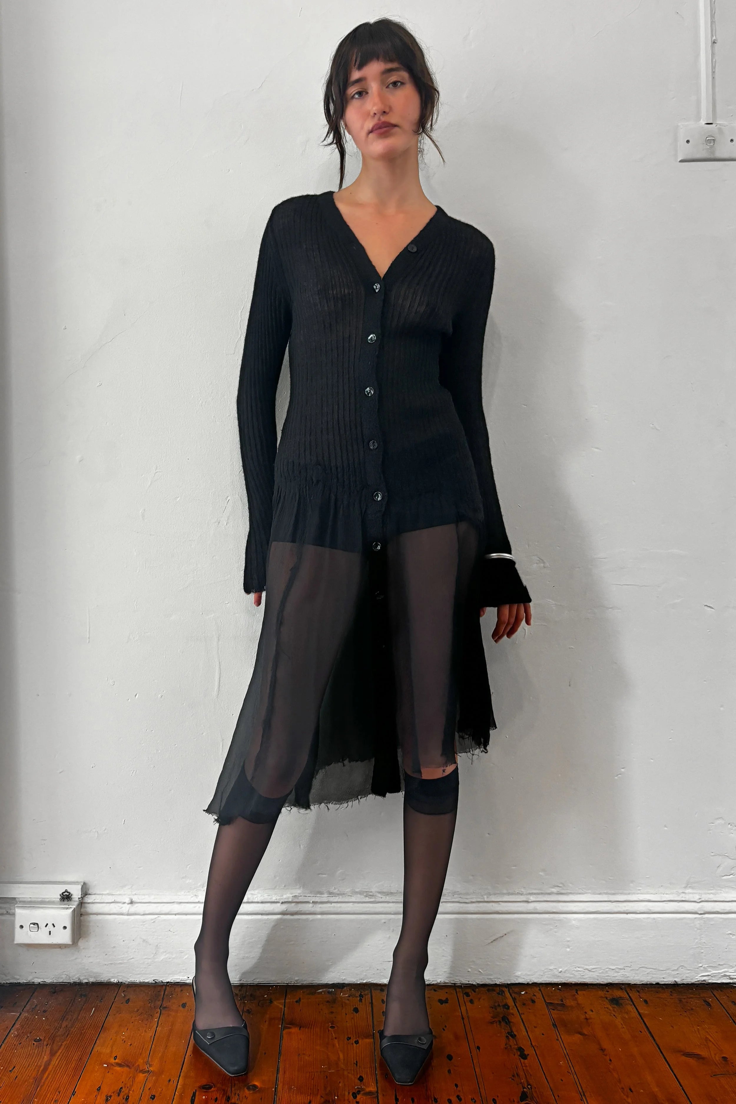 JEAN PAUL GAULTIER RIBBED LONG SLEEVE DRESS
