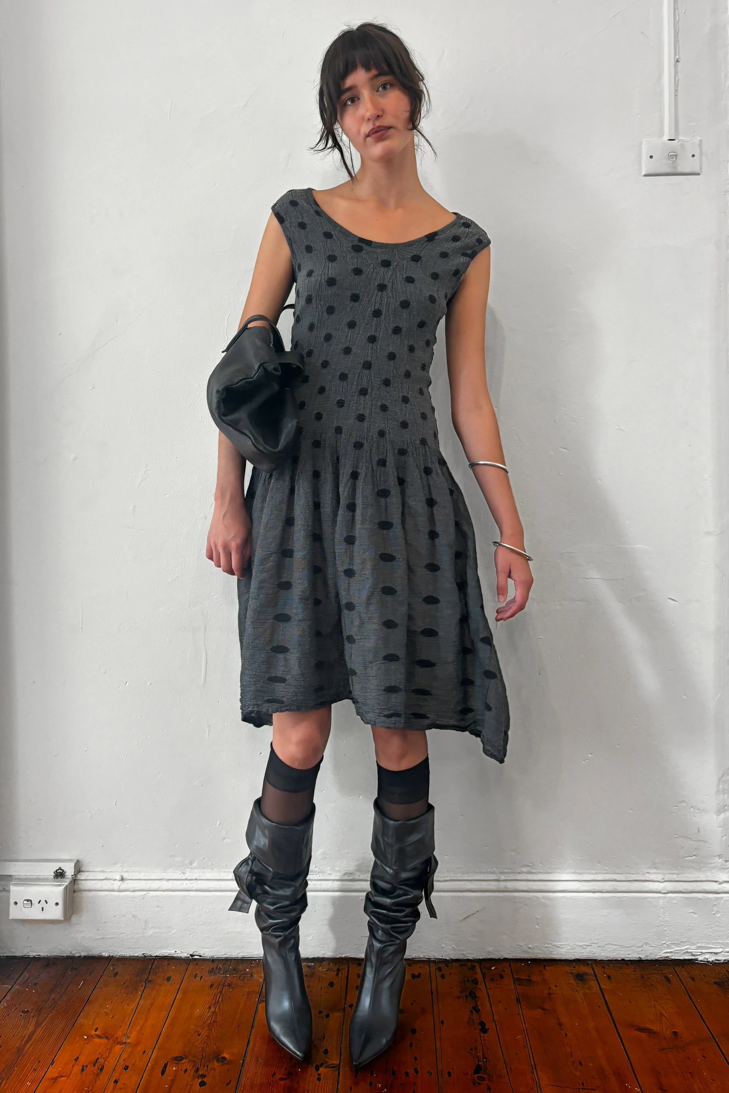 ISSEY MIYAKE ME POLKA DOT MIDI DRESS