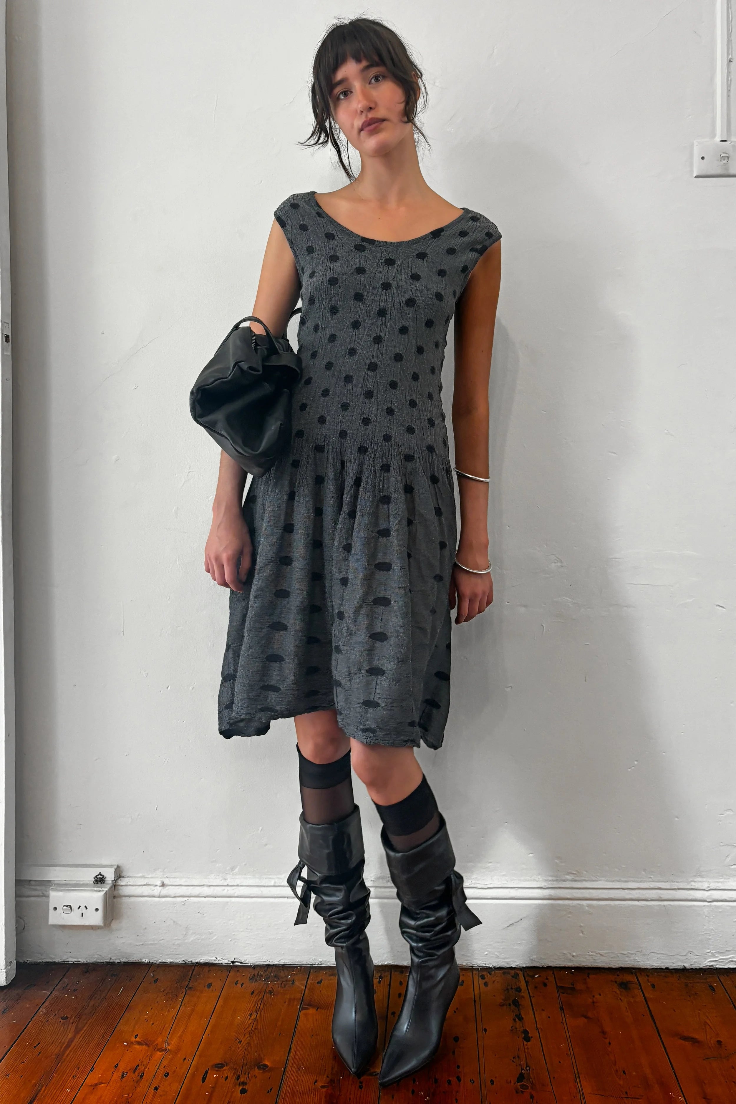 ISSEY MIYAKE ME POLKA DOT MIDI DRESS