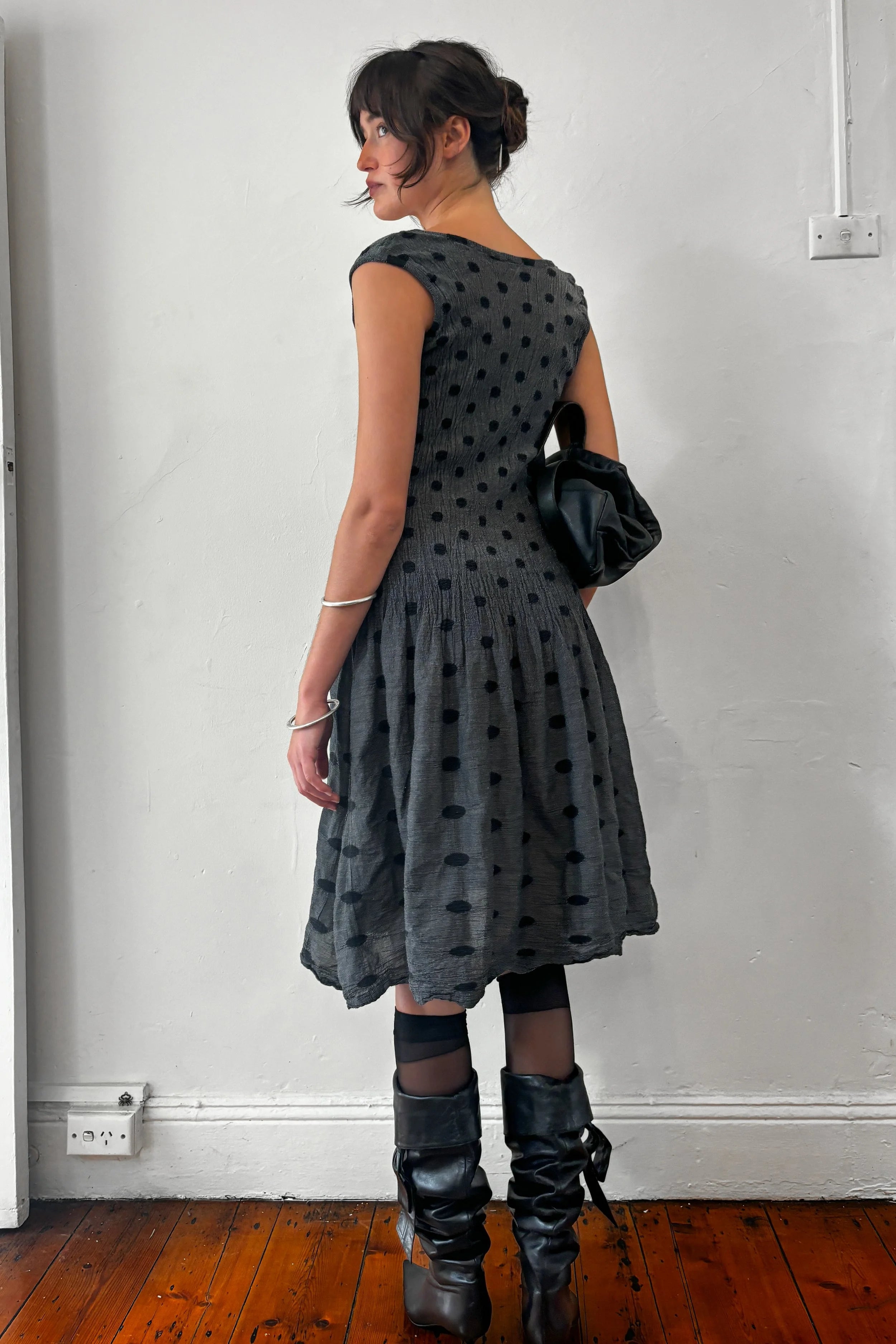 ISSEY MIYAKE ME POLKA DOT MIDI DRESS