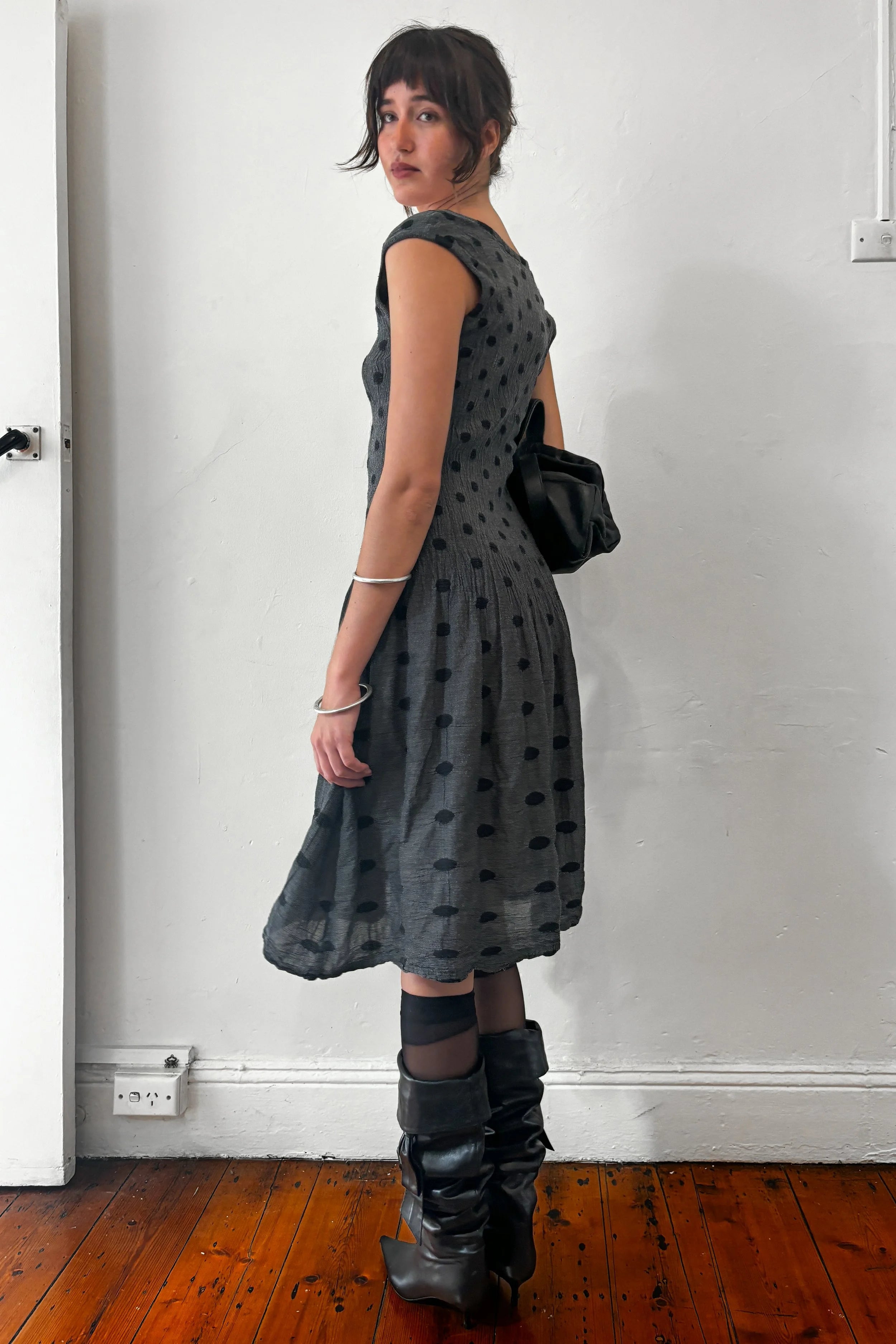 ISSEY MIYAKE ME POLKA DOT MIDI DRESS