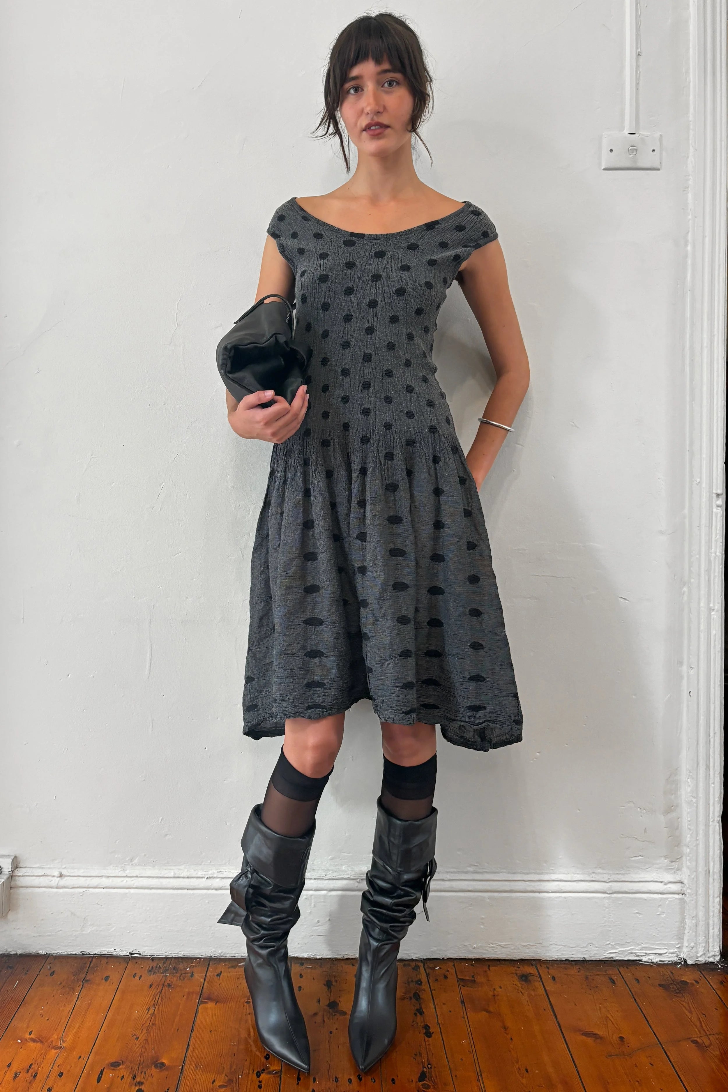 ISSEY MIYAKE ME POLKA DOT MIDI DRESS