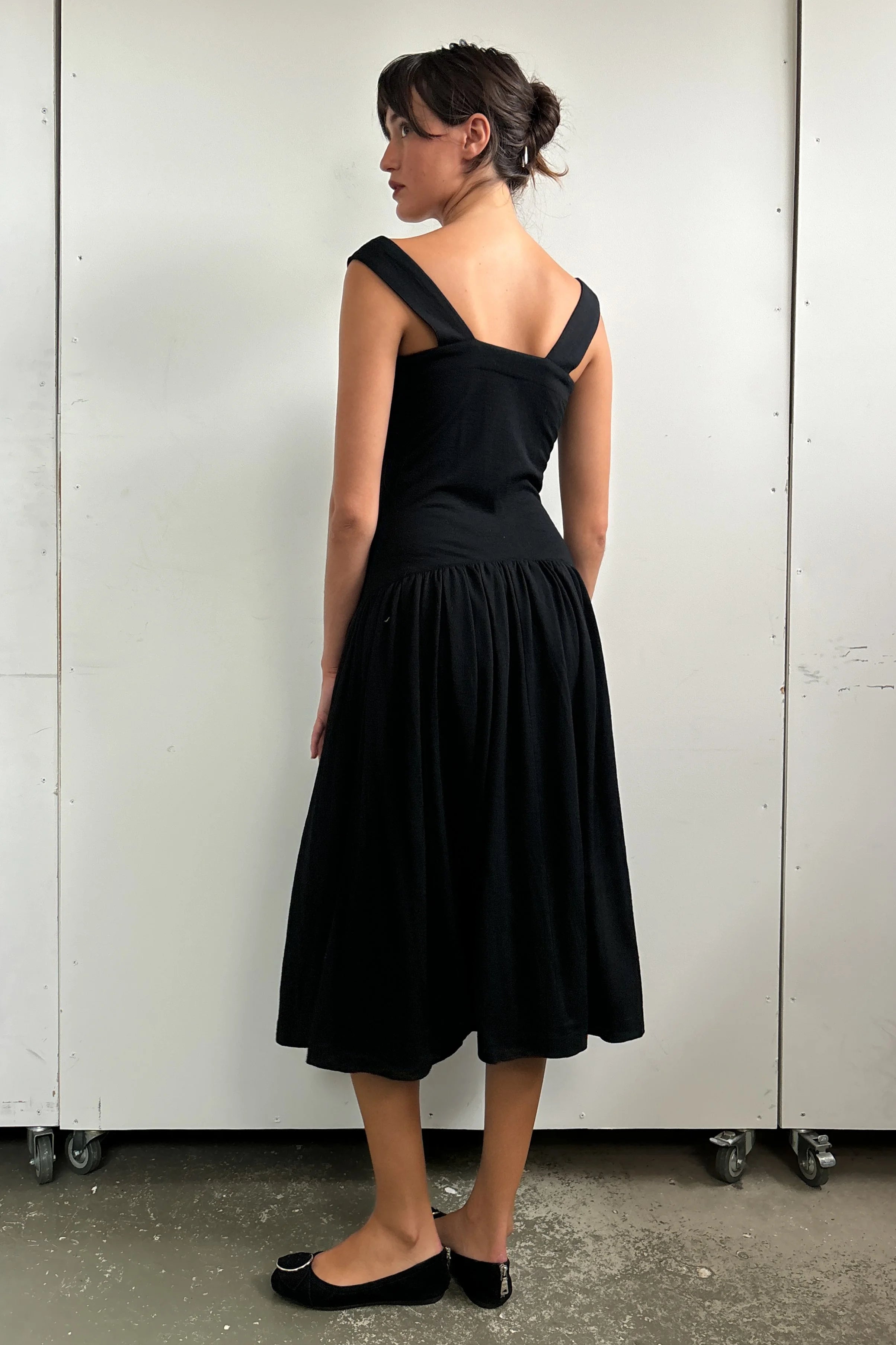 COMME DES GARCONS DROP WAIST WOOL MIDI DRESS