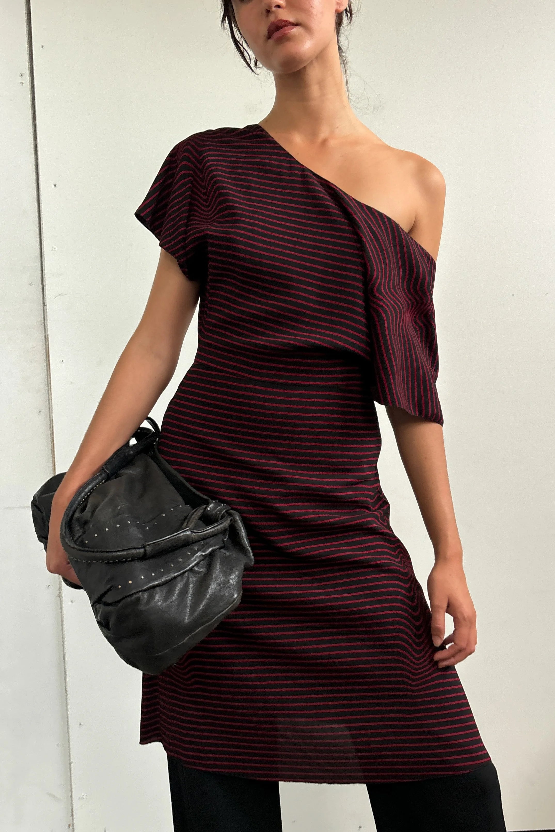 PRADA STRIPE KNEE LENGTH DRESS