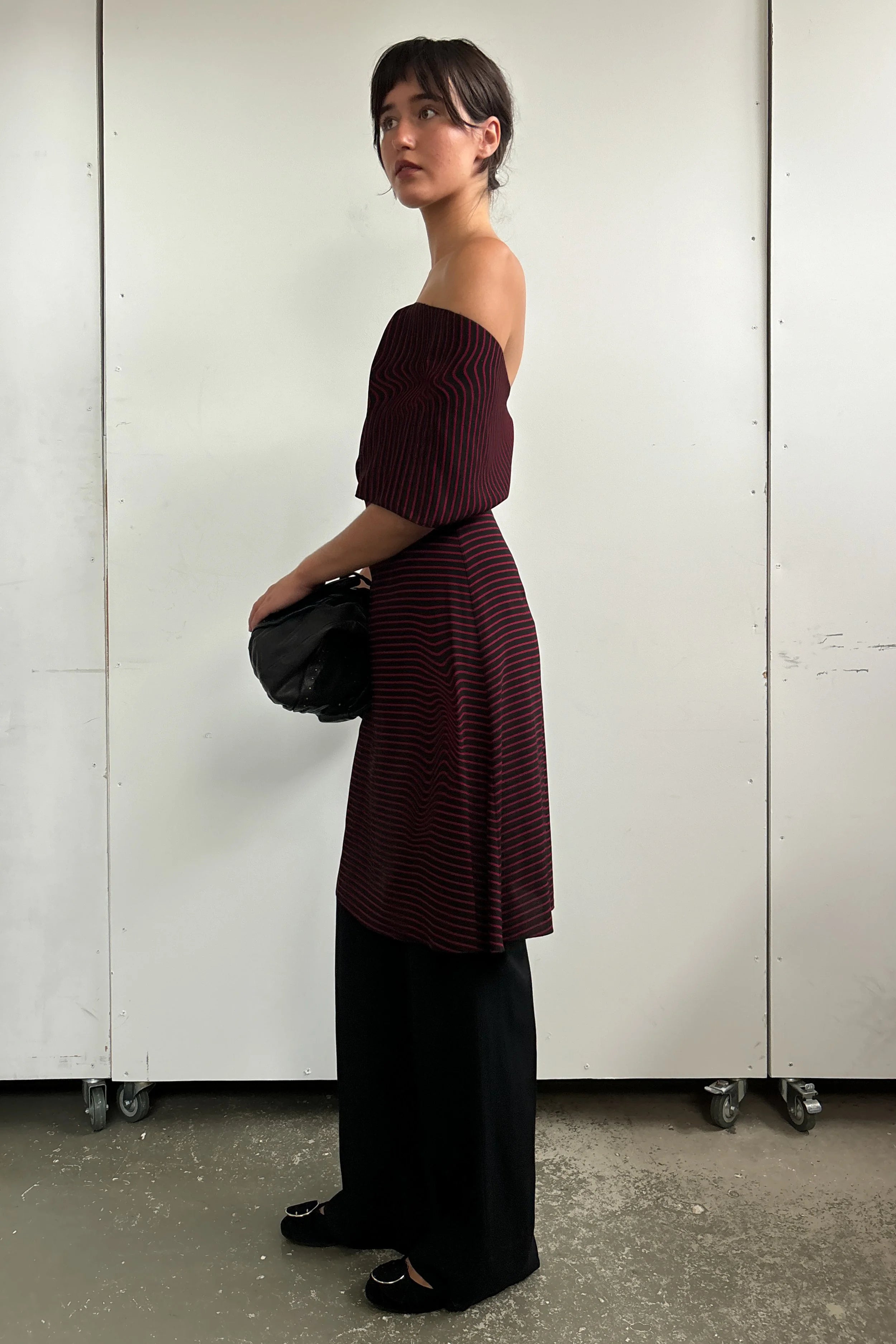 PRADA STRIPE KNEE LENGTH DRESS