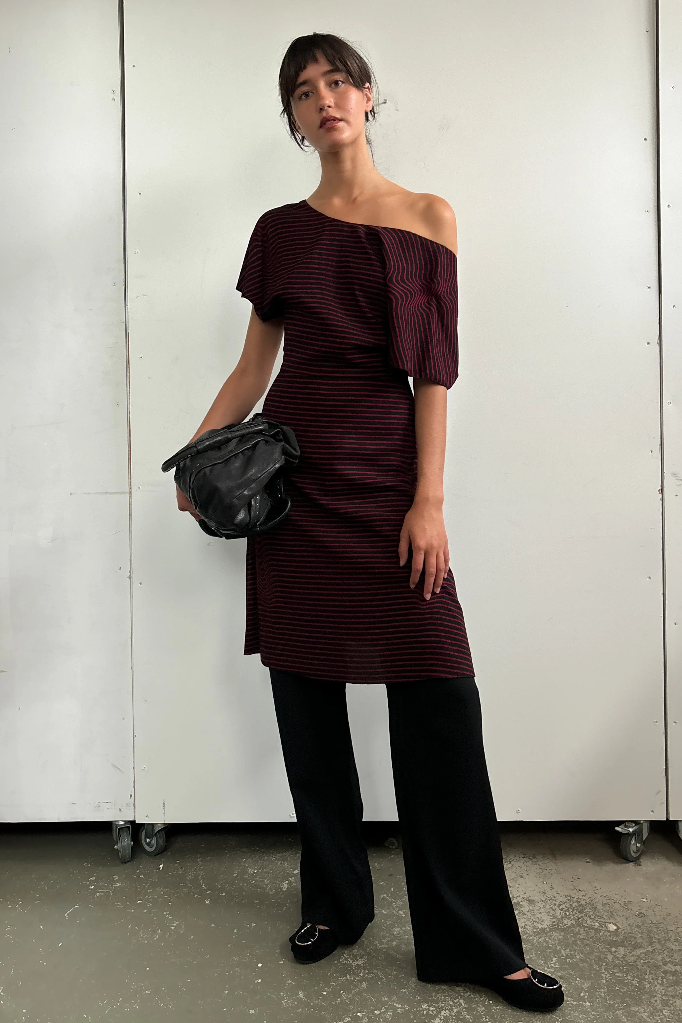 PRADA STRIPE KNEE LENGTH DRESS