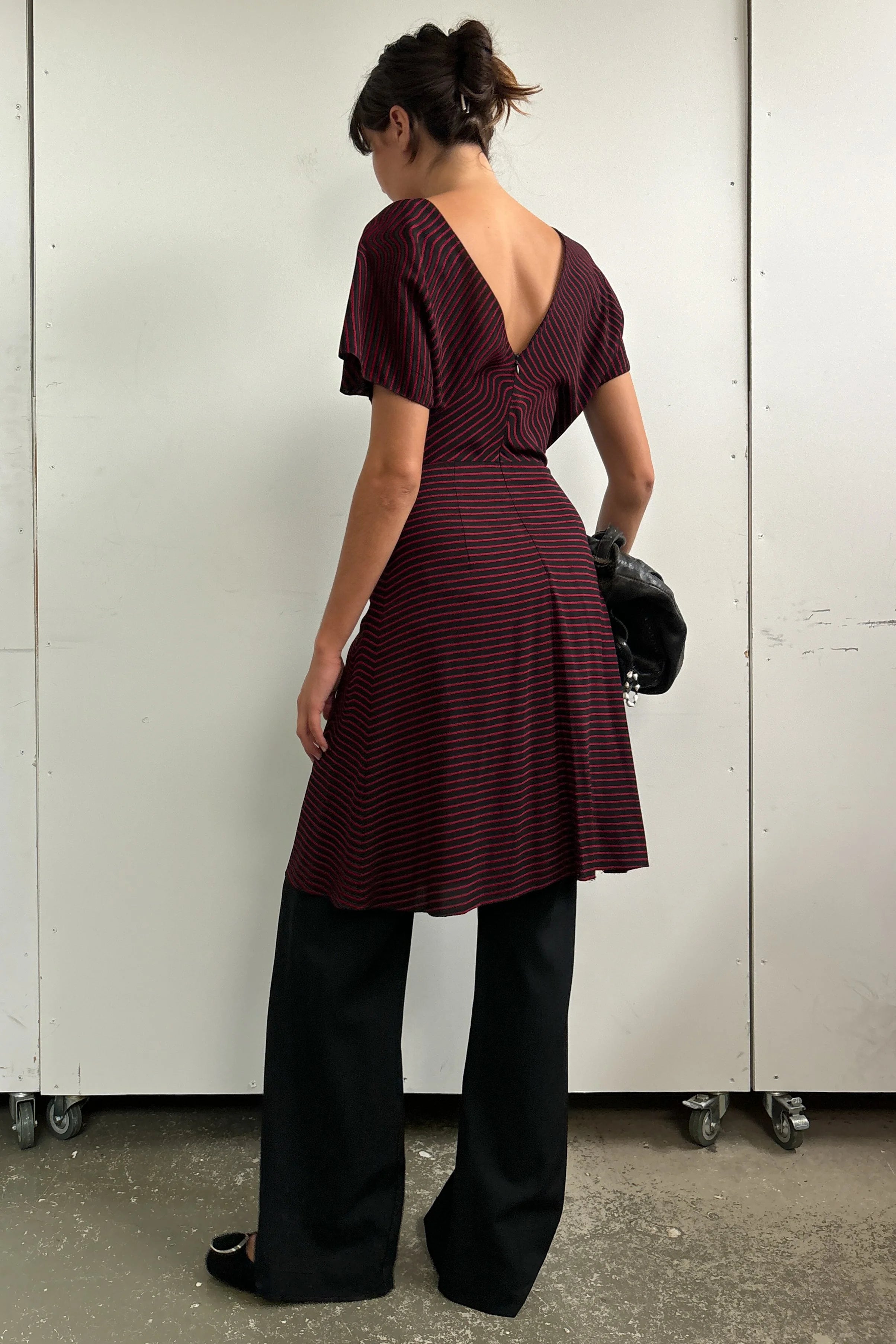 PRADA STRIPE KNEE LENGTH DRESS