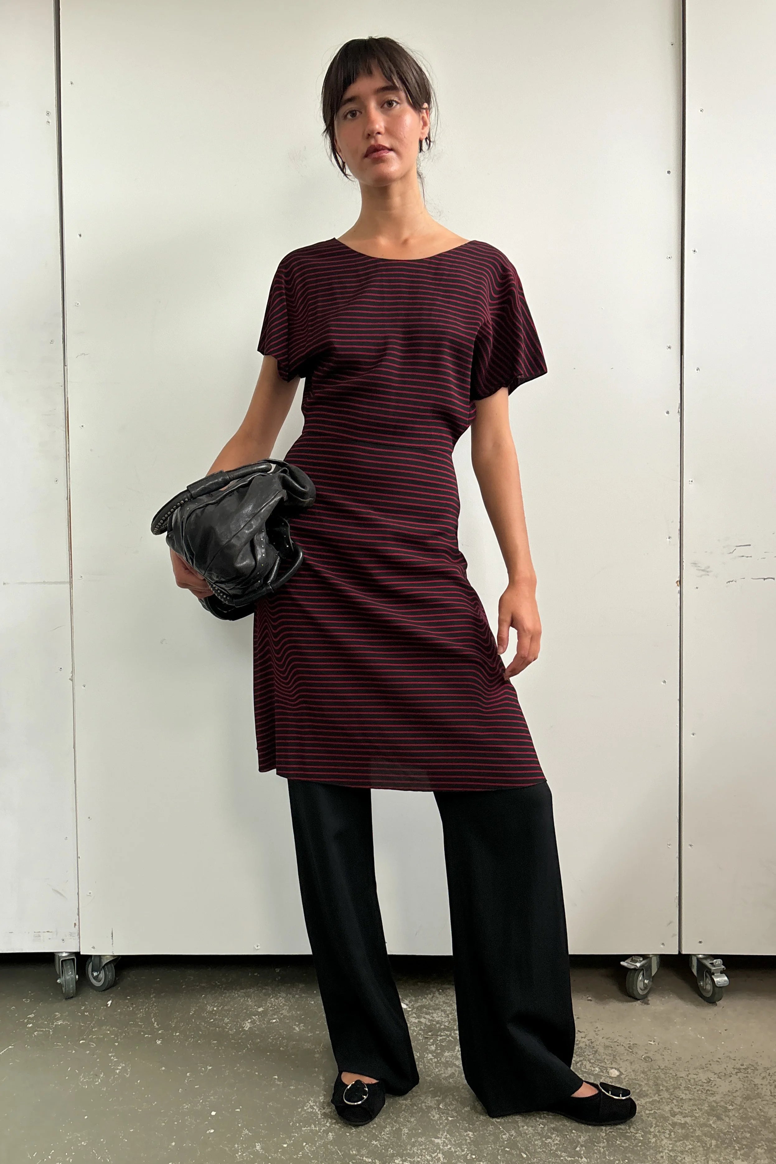 PRADA STRIPE KNEE LENGTH DRESS