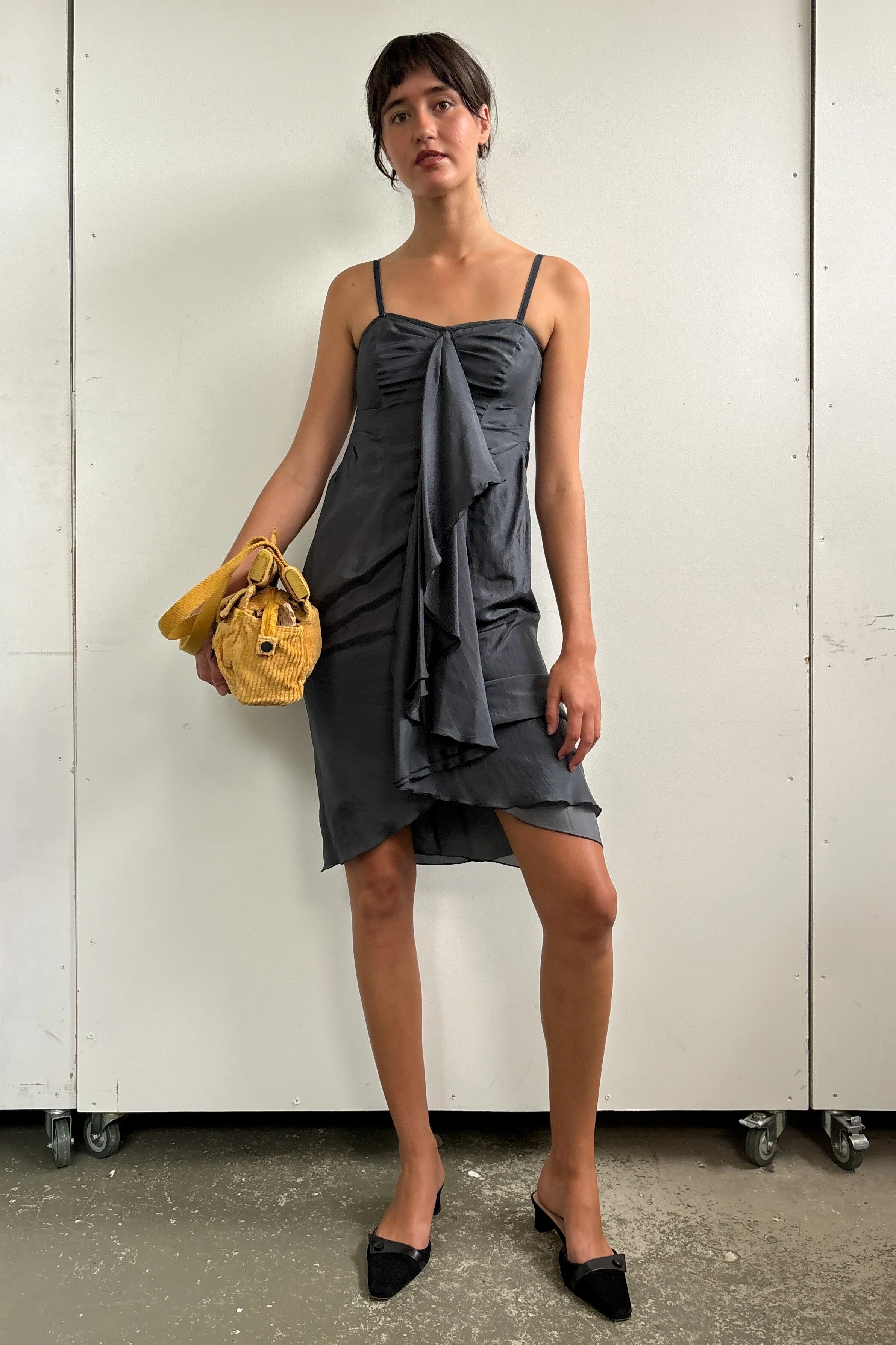 EMPORIO ARMANI SILK DRESS WITH RUFFLE FRONT