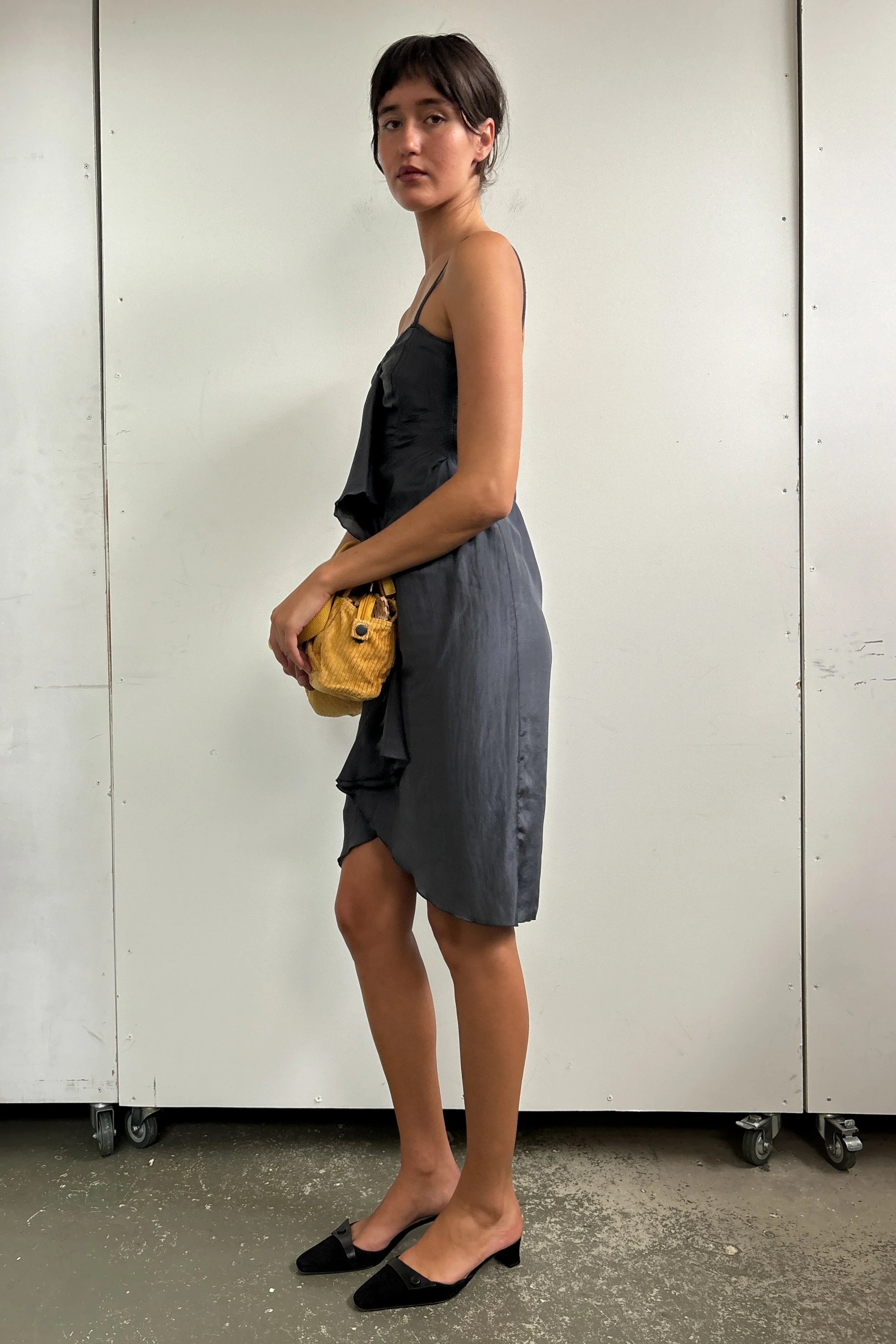 EMPORIO ARMANI SILK DRESS WITH RUFFLE FRONT