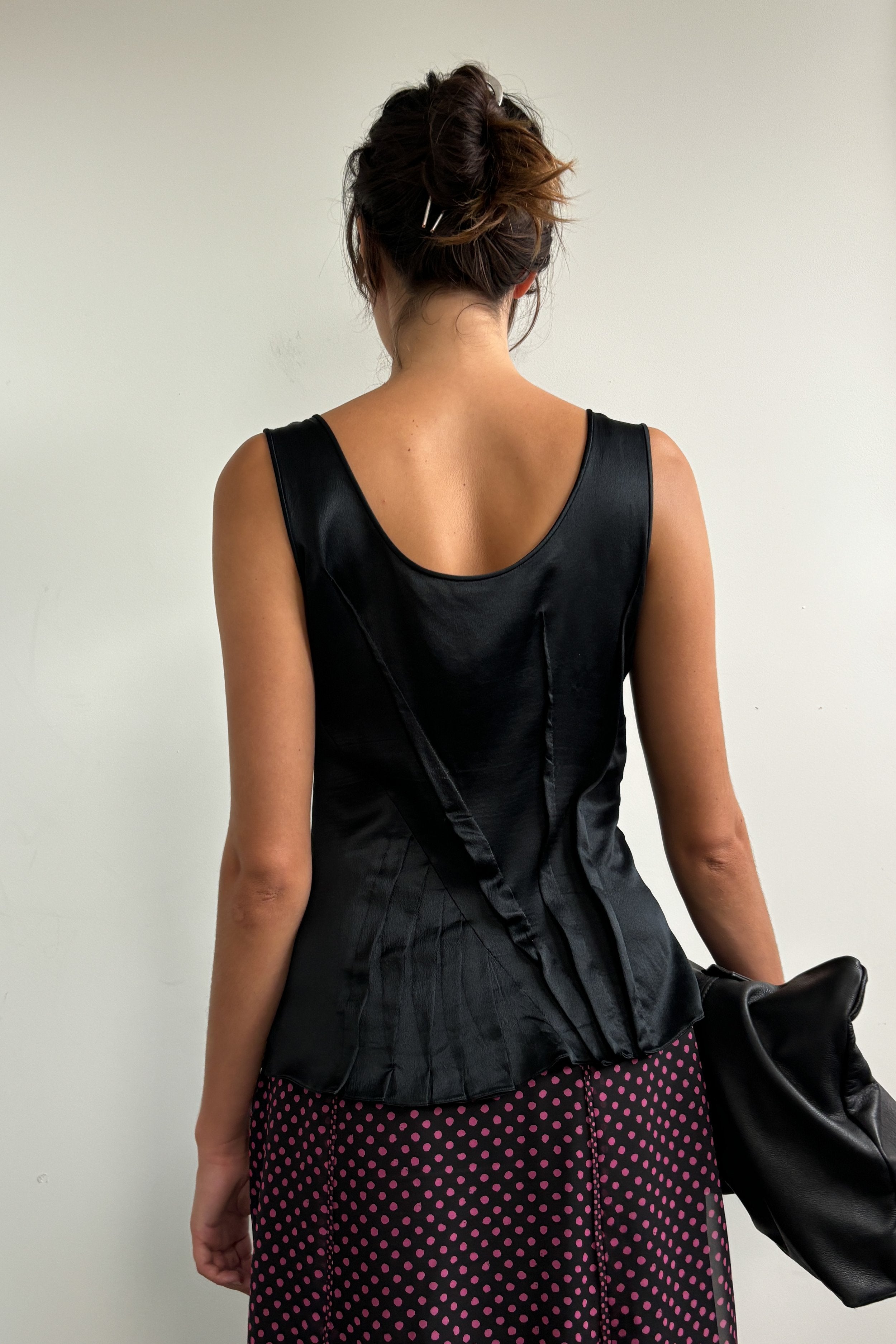 RARE CHRISTIAN DIOR BY JOHN GALLIANO ASYMMETRICAL PLEATED SILK TOP
