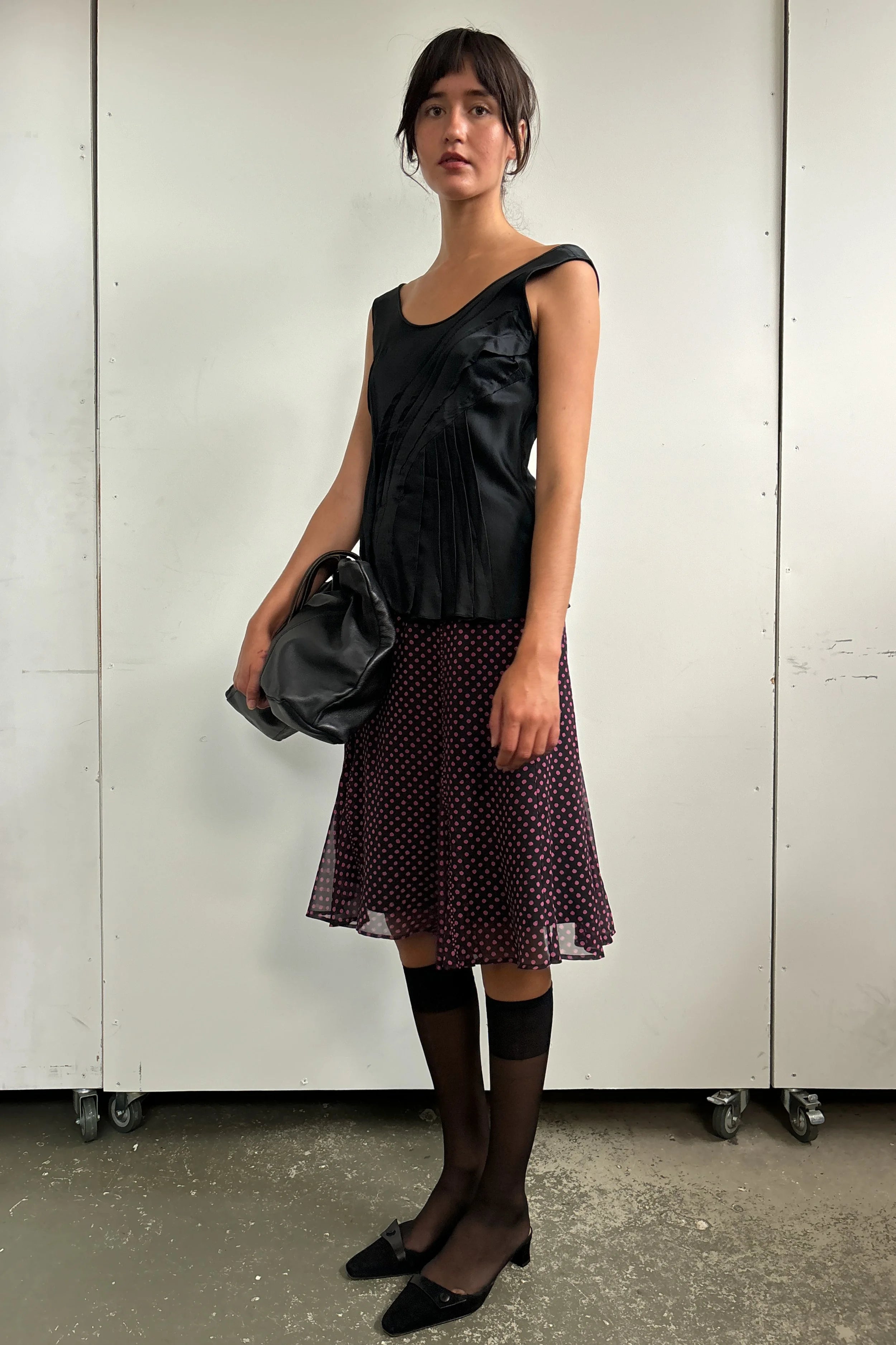 RARE CHRISTIAN DIOR BY JOHN GALLIANO ASYMMETRICAL PLEATED SILK TOP