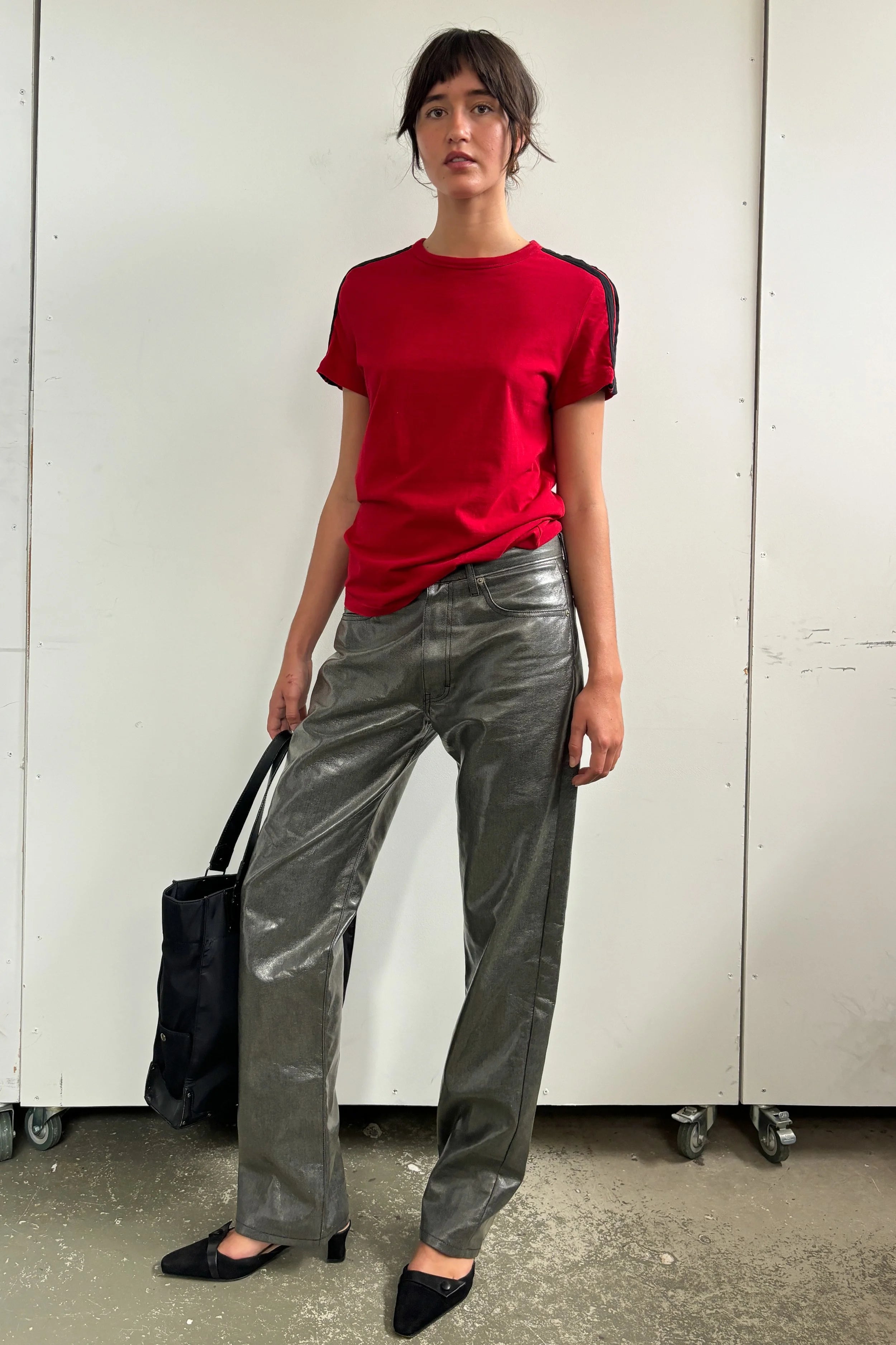 90'S CALVIN KLEIN SILVER COATED JEANS