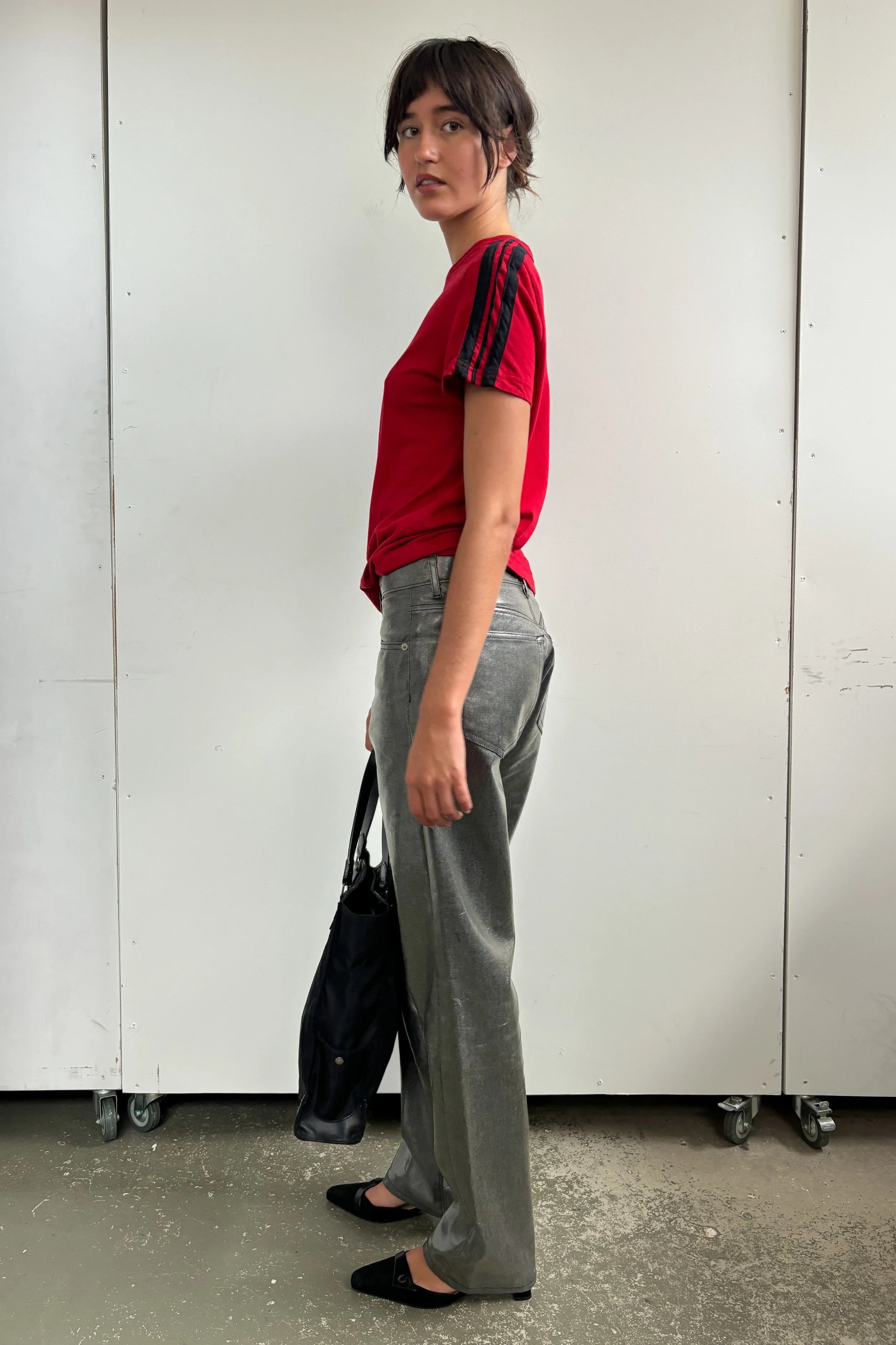 90'S CALVIN KLEIN SILVER COATED JEANS