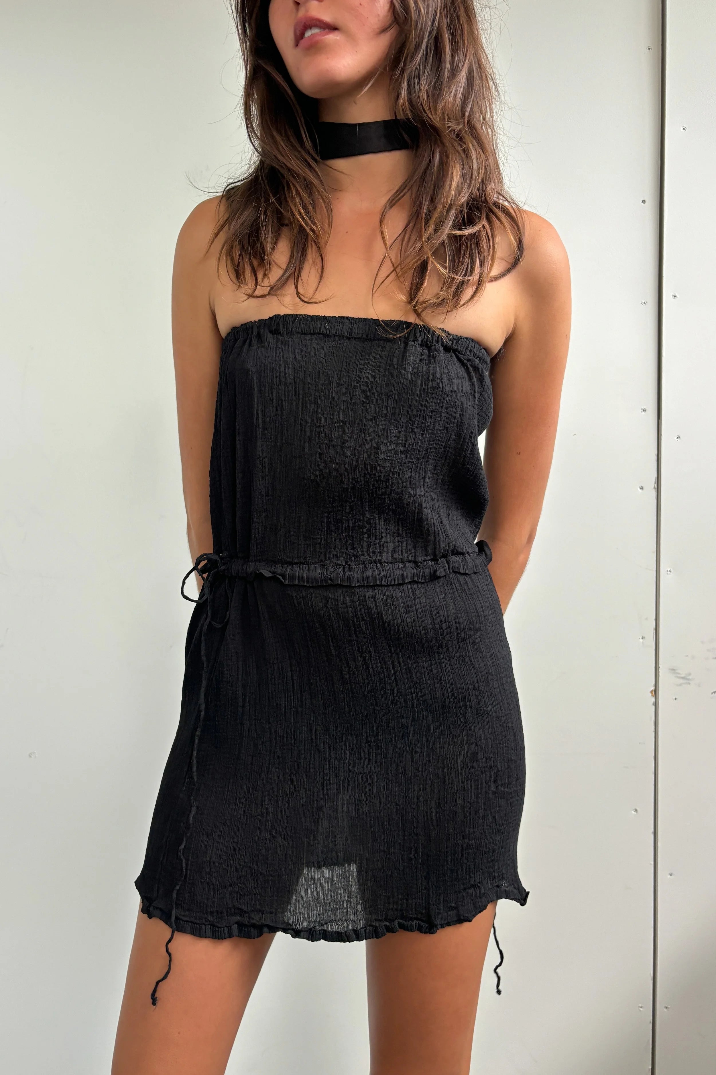 ISSEY MIYAKE PLEAT STRAPLESS MINI DRESS
