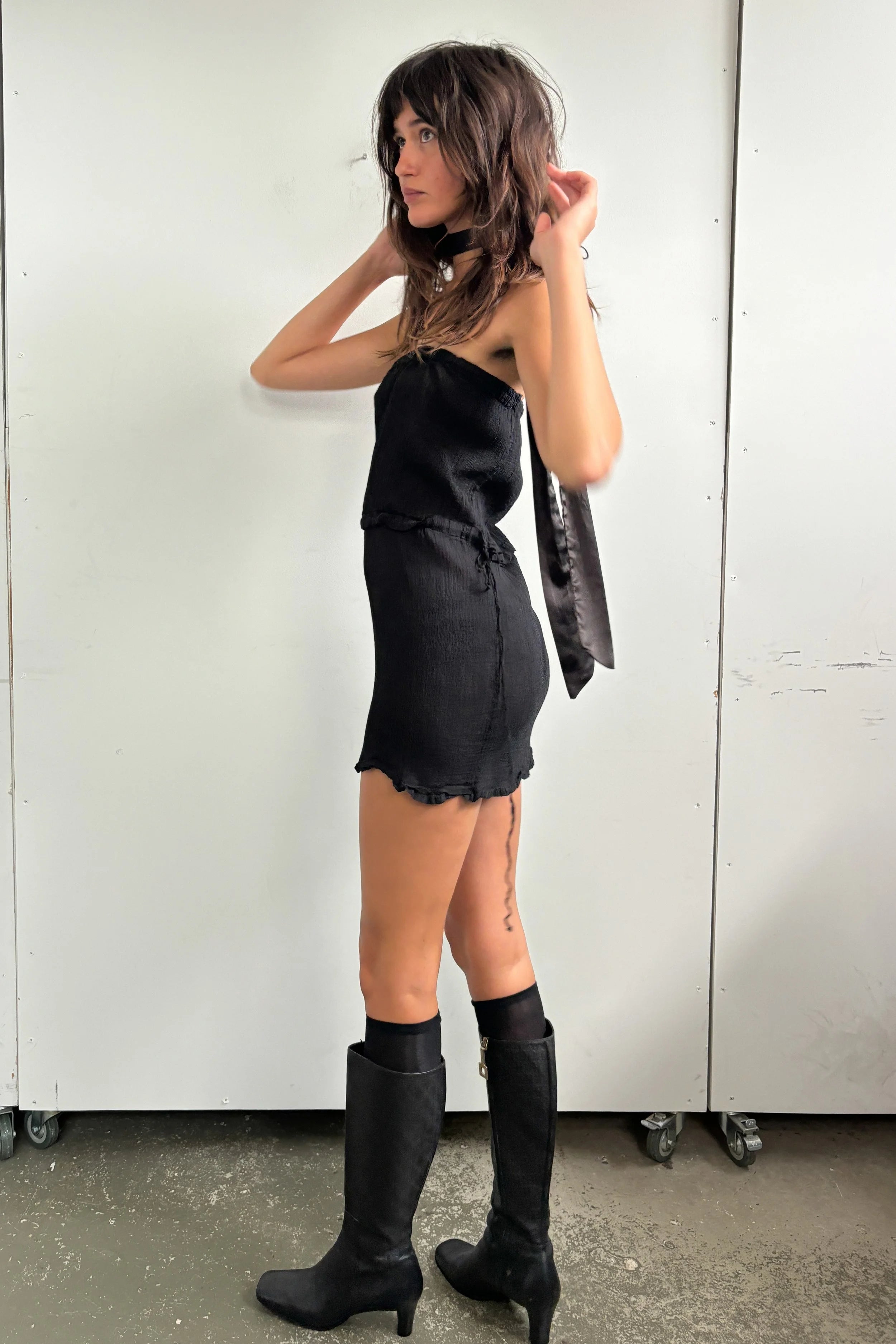 ISSEY MIYAKE PLEAT STRAPLESS MINI DRESS
