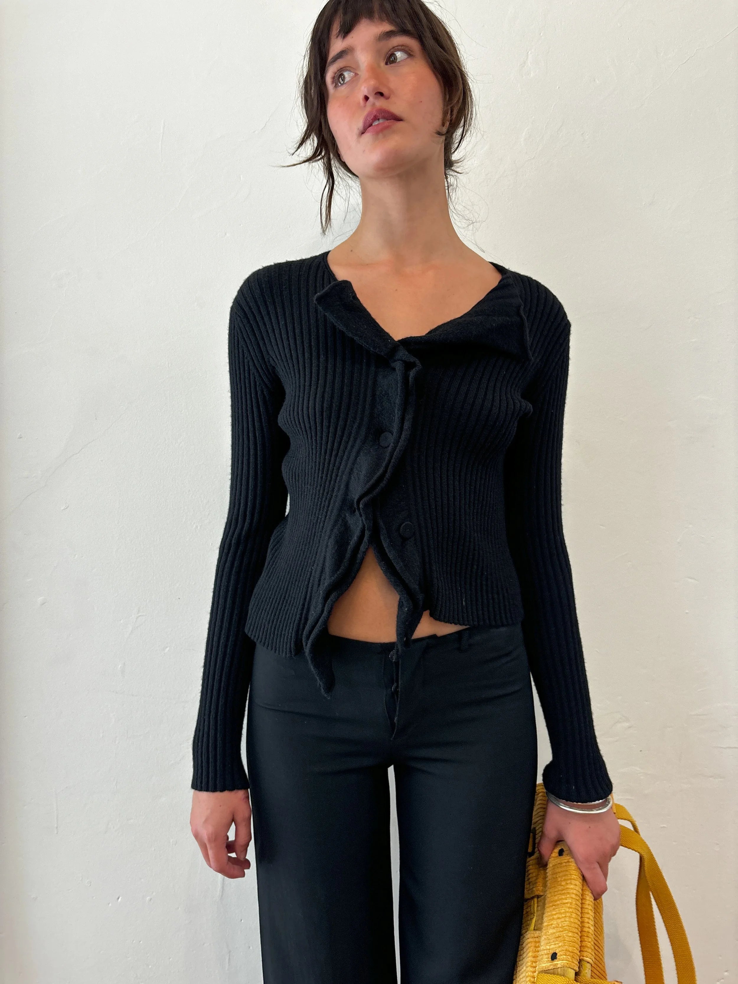 JEAN PAUL GAULTIER LOW-RISE BLACK TROUSERS