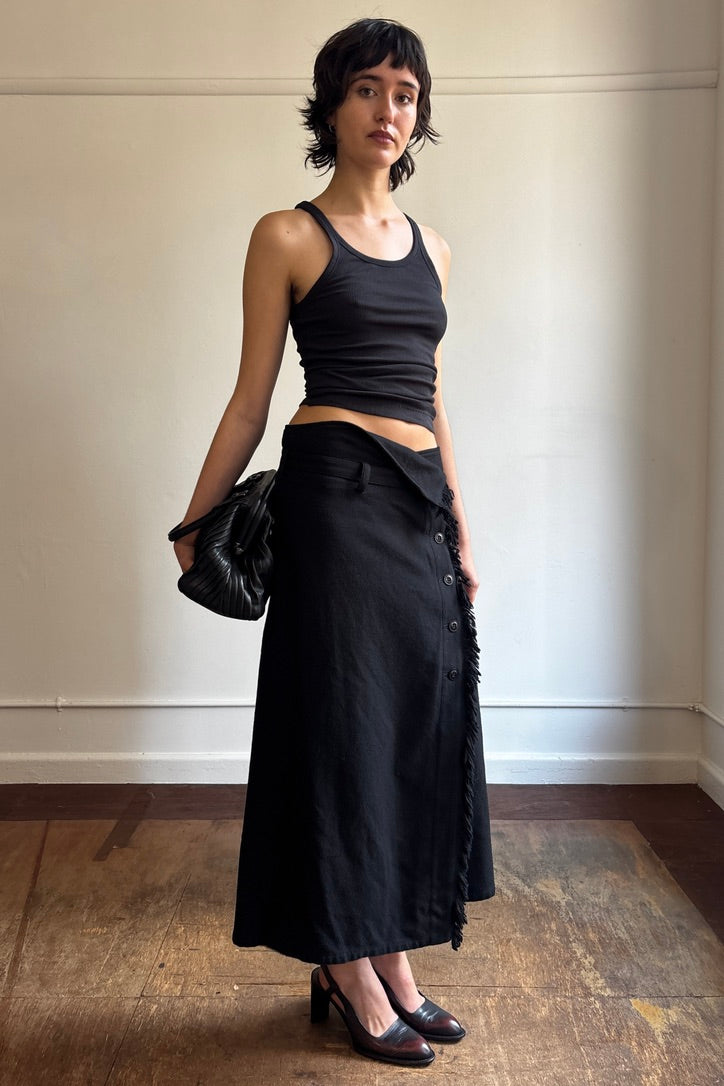 YOHJI YAMAMOTO A/W 2010 ASYM WOOL MIDI SKIRT