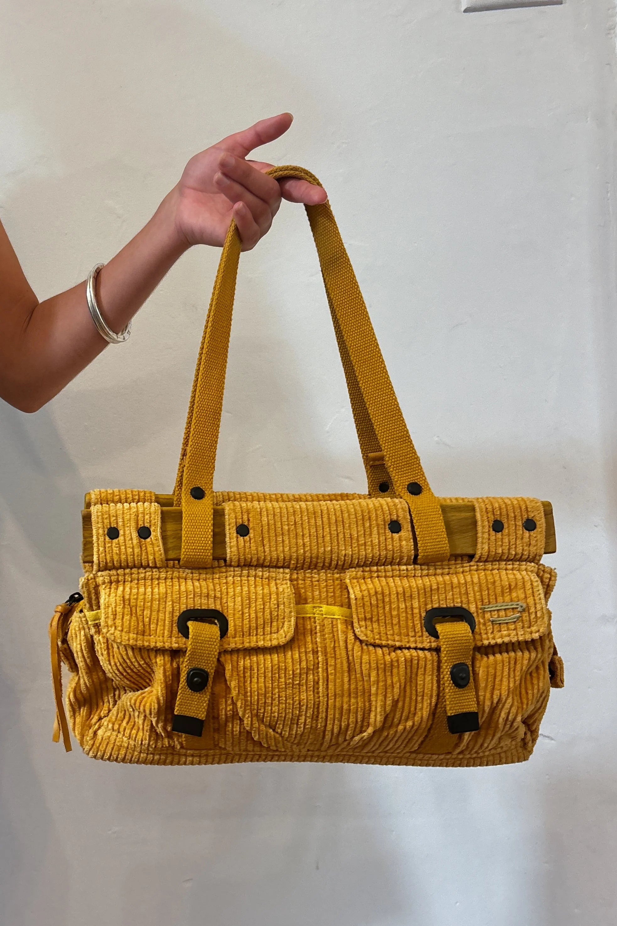 DIESEL VINTAGE YELLOW CORDUROY HANDBAG